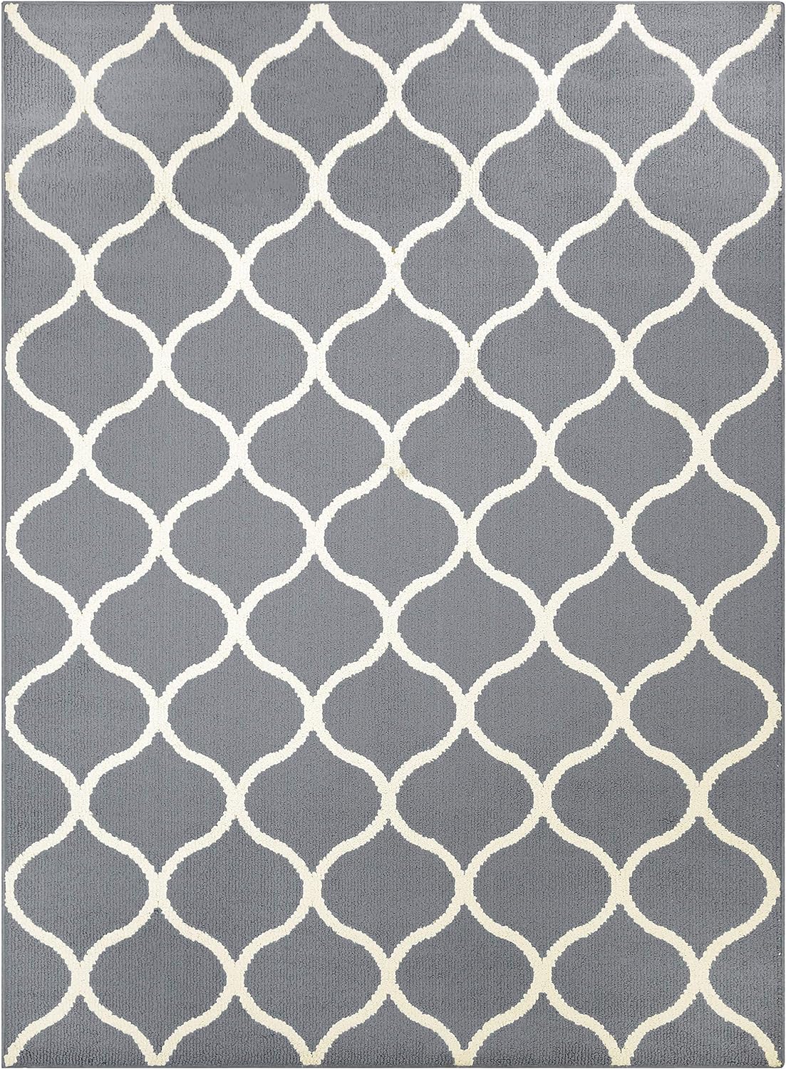 Maples Rugs Rebecca Contemporary Area Rugs for Living Room & Bedroom [Made in USA], 5 x 7, Grey/White