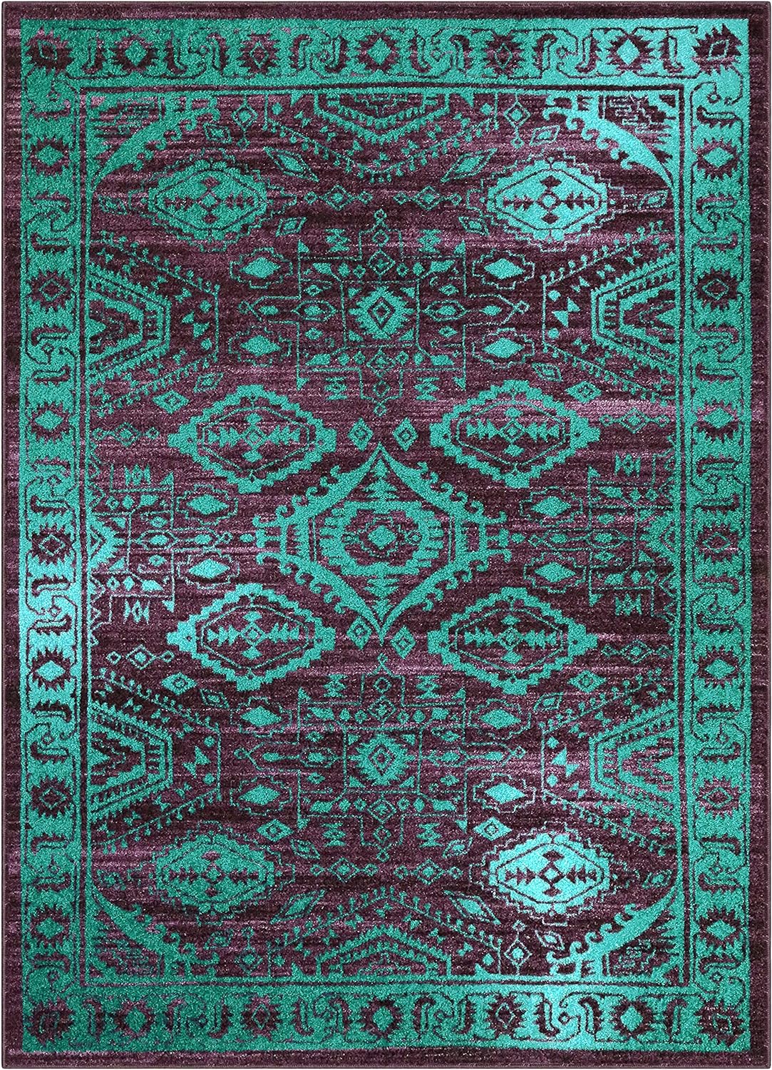 Maples Rugs Georgina Traditional Area Rugs for Living Room & Bedroom [Made in USA], 5 ft x 7 ft, Winberry/Teal