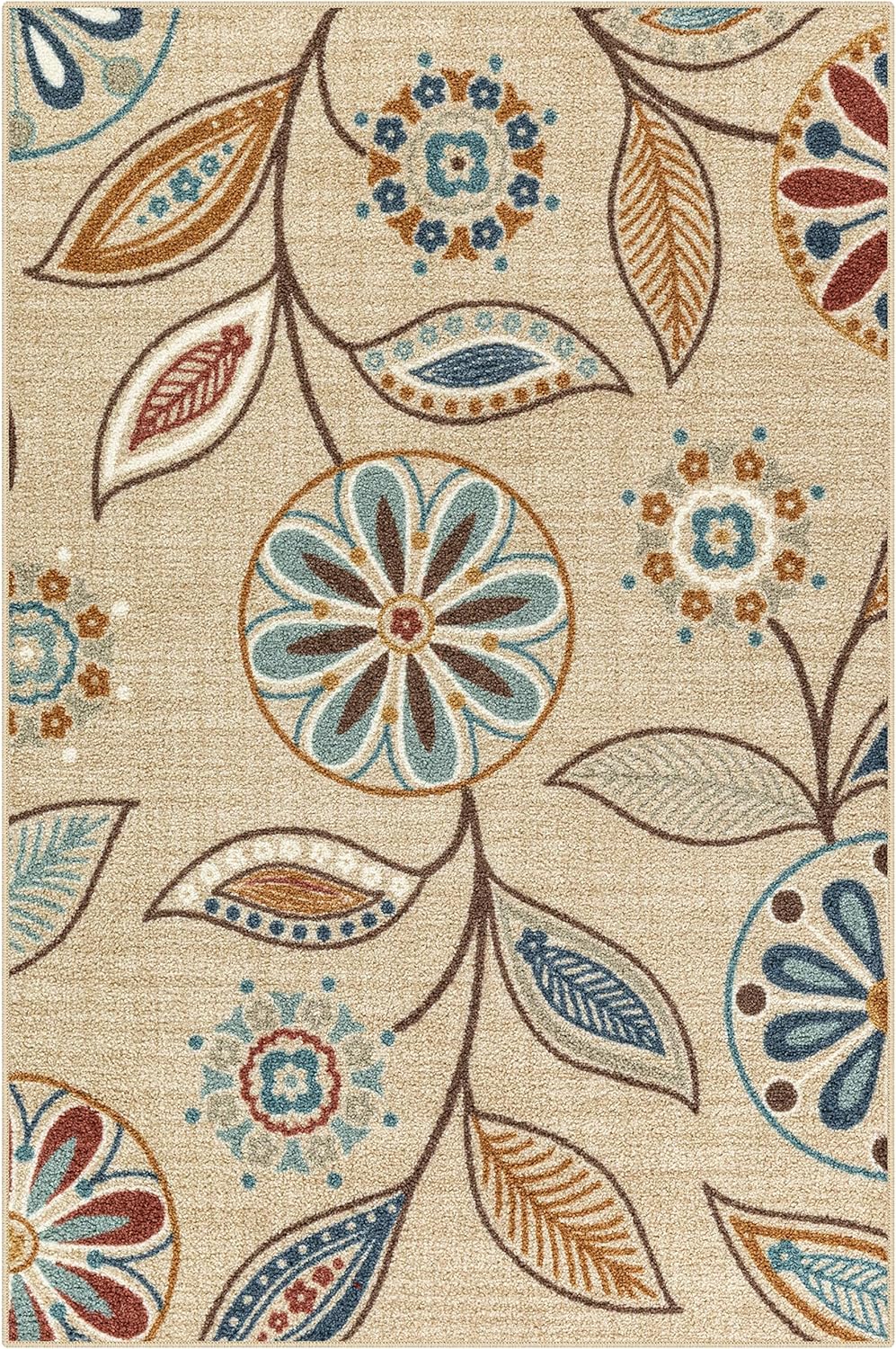 Maples Rugs Reggie Floral Area Rugs for Living Room & Bedroom [Made in USA], 3'4 x 5, Beige