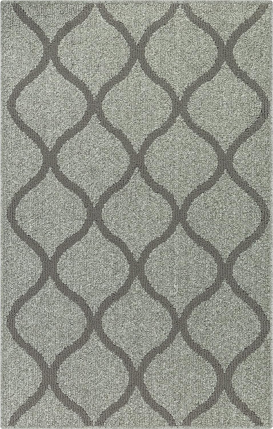 Maples Rugs Rebecca Contemporary Kitchen Rugs Non Skid Accent Area Carpet [Made in USA], 2'6 x 3'10, Silver