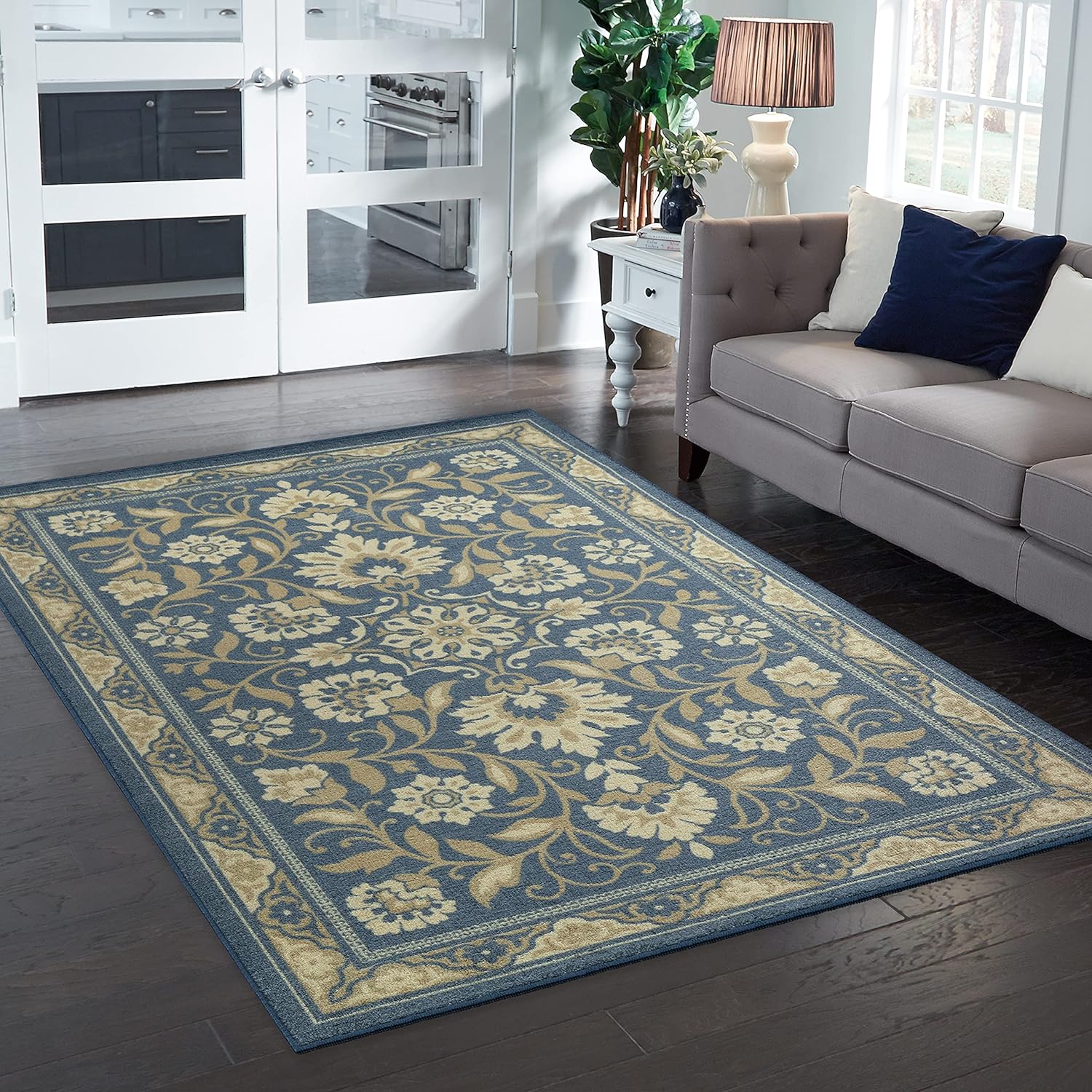 Maples Rugs Florence Area Rugs for Living Room & Bedroom [Made in USA], 5 x 7, Blue