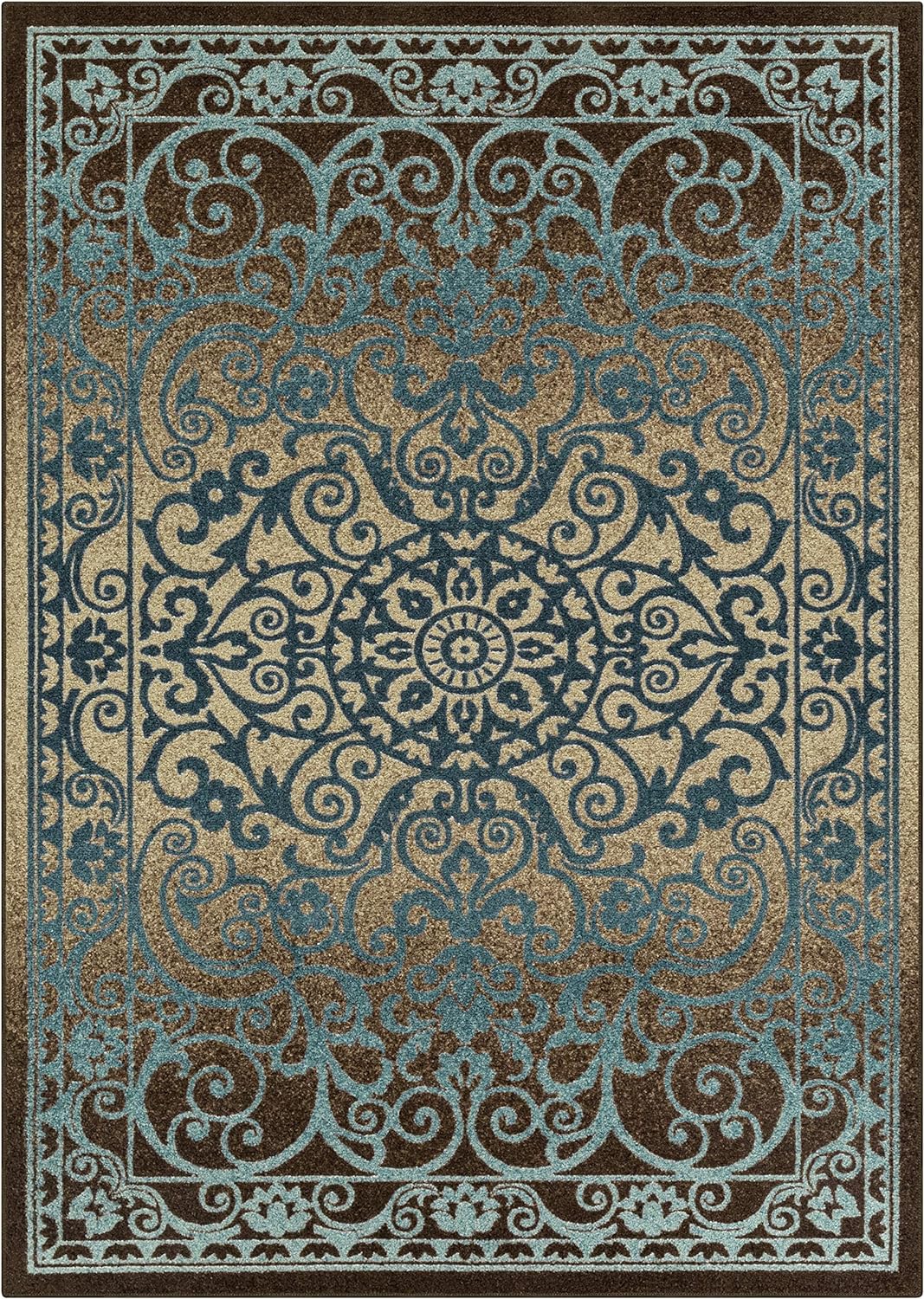 Maples Rugs Pelham Vintage Area Rugs for Living Room & Bedroom [Made in USA], 5 x 7, Blue/Walnut