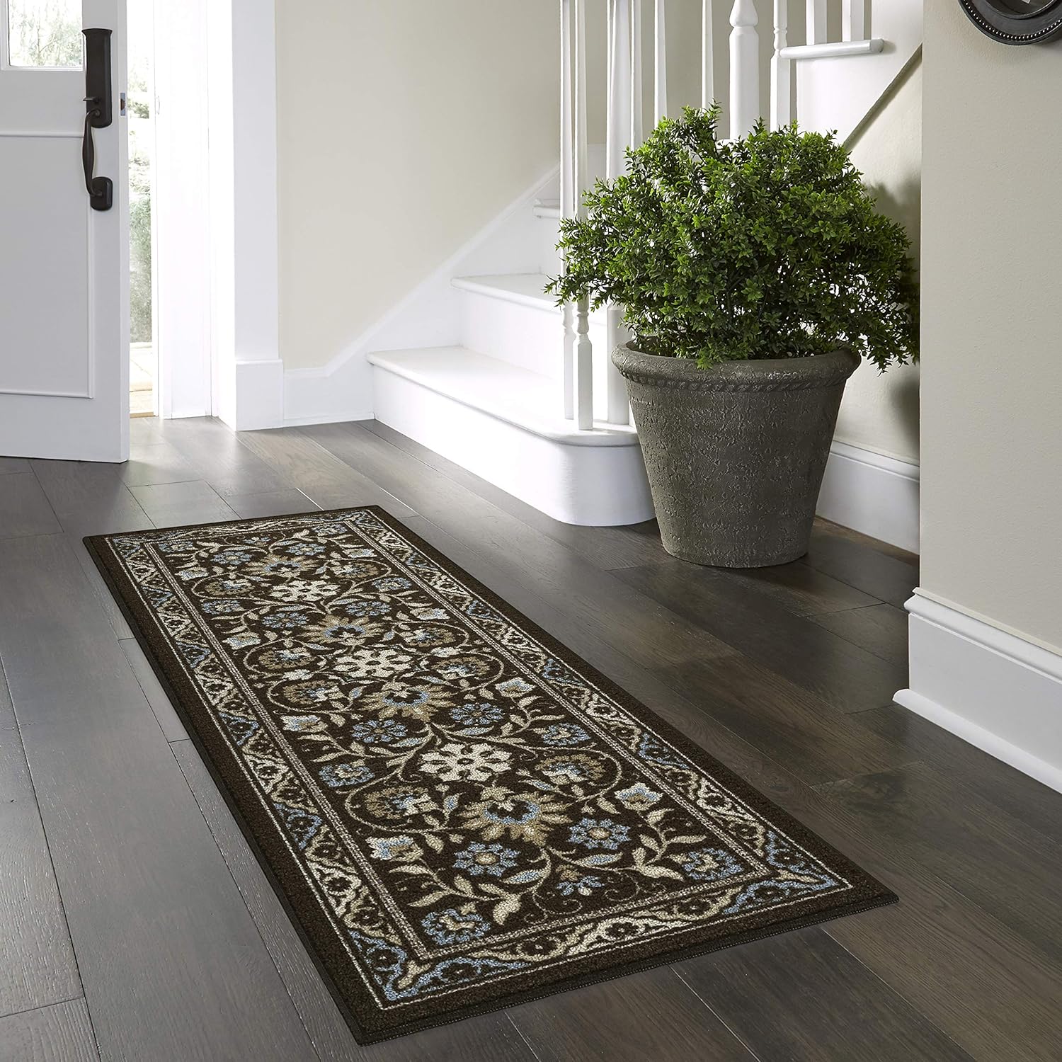 Maples Rugs Florence Runner Rug Non Slip Washable Hallway Entry Carpet [Made in USA], 2 x 6, Coffee Brown