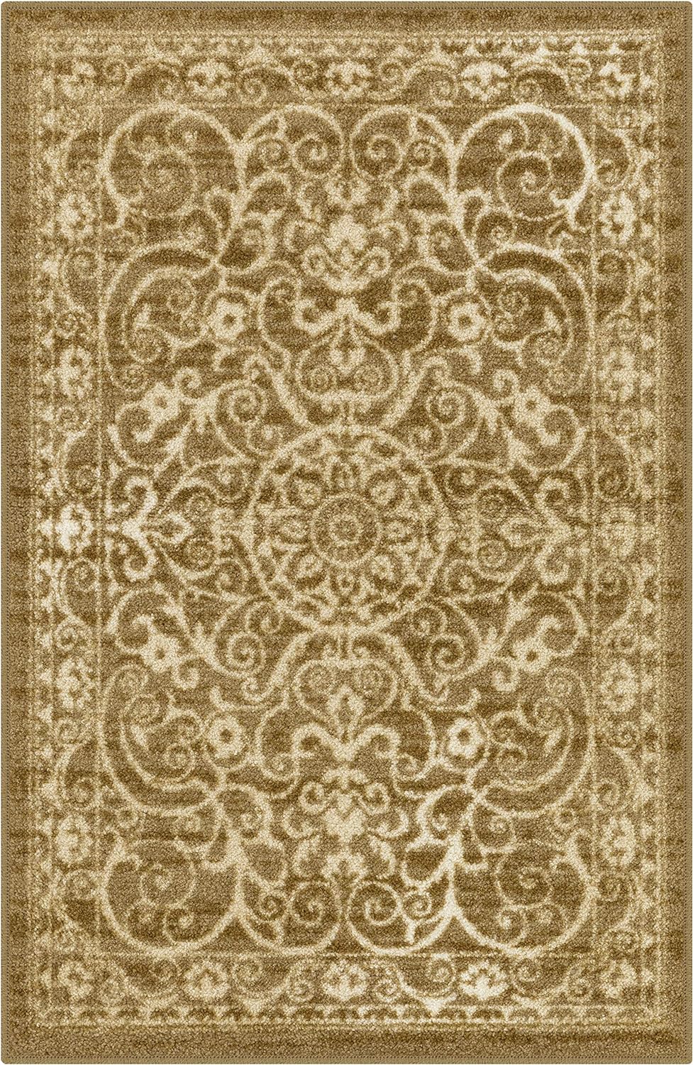 Maples Rugs AG4055401 Pelham Vintage Kitchen Rugs Non Skid Accent Area Carpet , 2'6 x 3'10, Khaki [Made in USA]