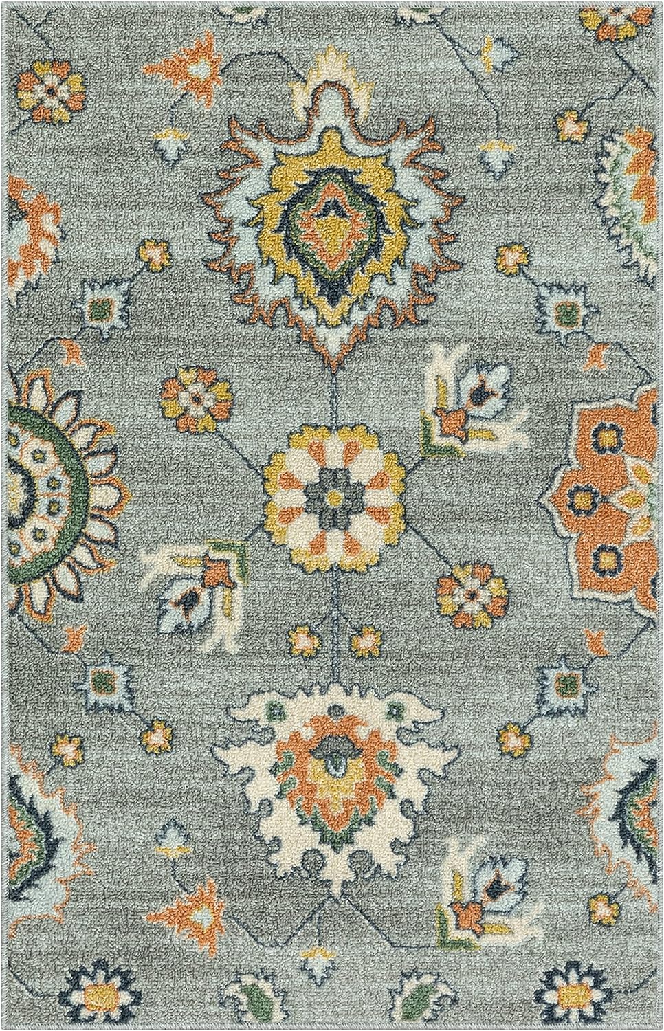 Maples Rugs Fleur Contemporary Motif Kitchen Rugs Non Skid Accent Area Carpet [Made in USA], Radiant Grey, 2'6 x 3'10