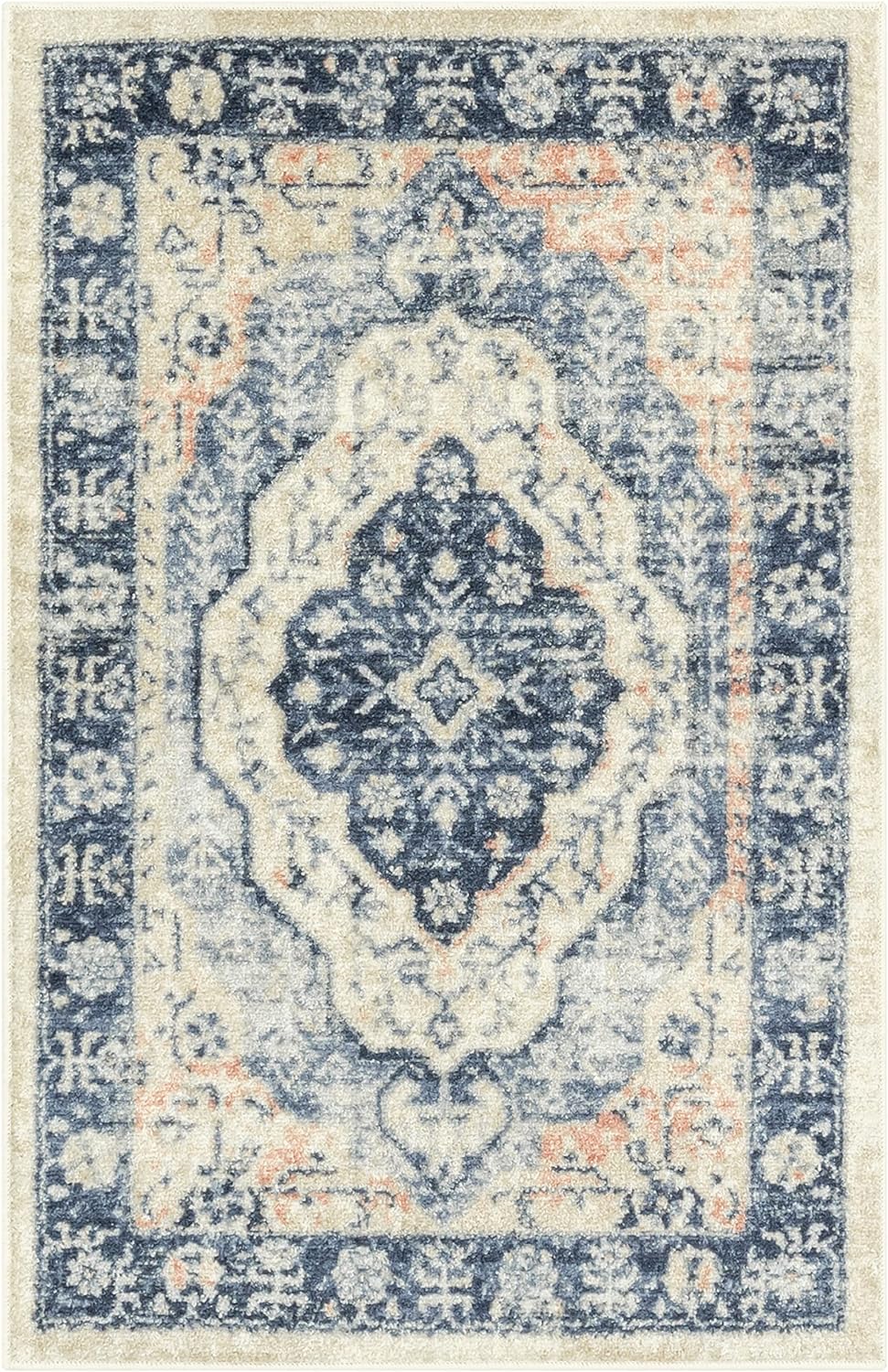 Maples Rugs Caprice Boho Medallion Trellis Kitchen Rugs Non Skid Accent Area Carpet [Made in USA], Blue, 2'6 x 3'10