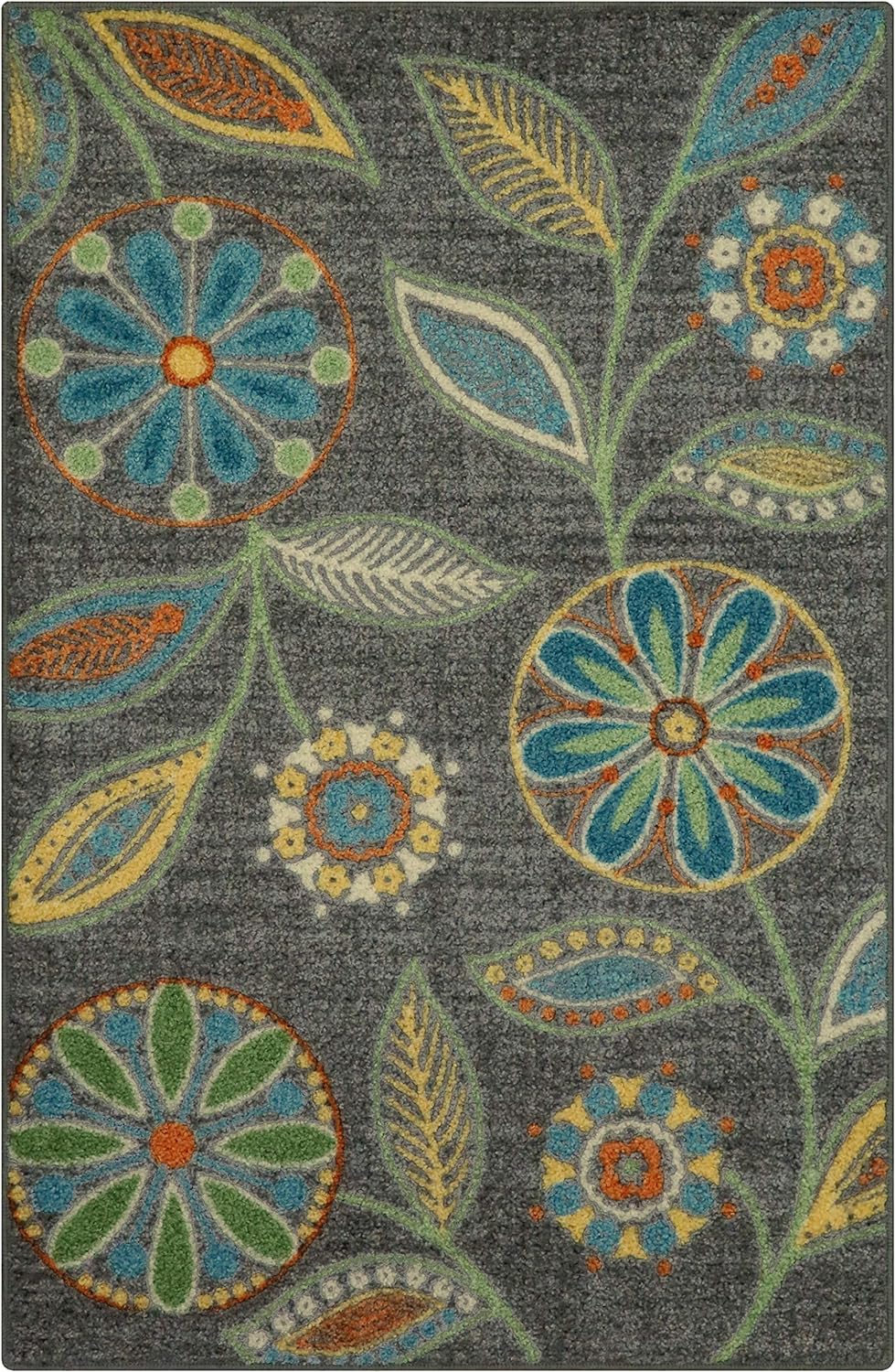 Maples Rugs Reggie Floral Kitchen Rugs Non Skid Accent Area Carpet [Made in USA], Multi, 2'6 x 3'10