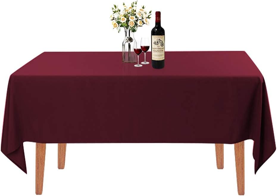 Rectangle Tablecloth - 60 x 126 Inch - Burgundy Rectangular Table Cloth for 8 Foot Table in Washable Polyester - Great for Wedding, Restaurant, Party, Banquet Decoration