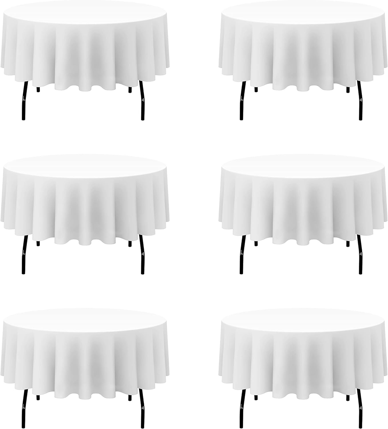 6 Pack White Round Tablecloths 70 Inch - Circle Bulk Linen Polyester Fabric Washable Table Clothes Cover for Wedding Reception Banquet Birthday Party Buffet Restaurant