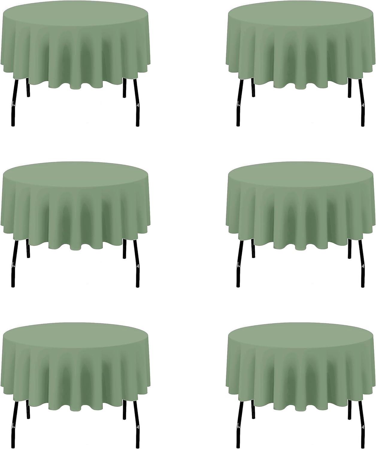 6 Pack Sage Green Round Tablecloths 70 Inch - Circle Bulk Linen Polyester Fabric Washable Table Clothes Cover for Wedding Reception Banquet Birthday Party Buffet Restaurant