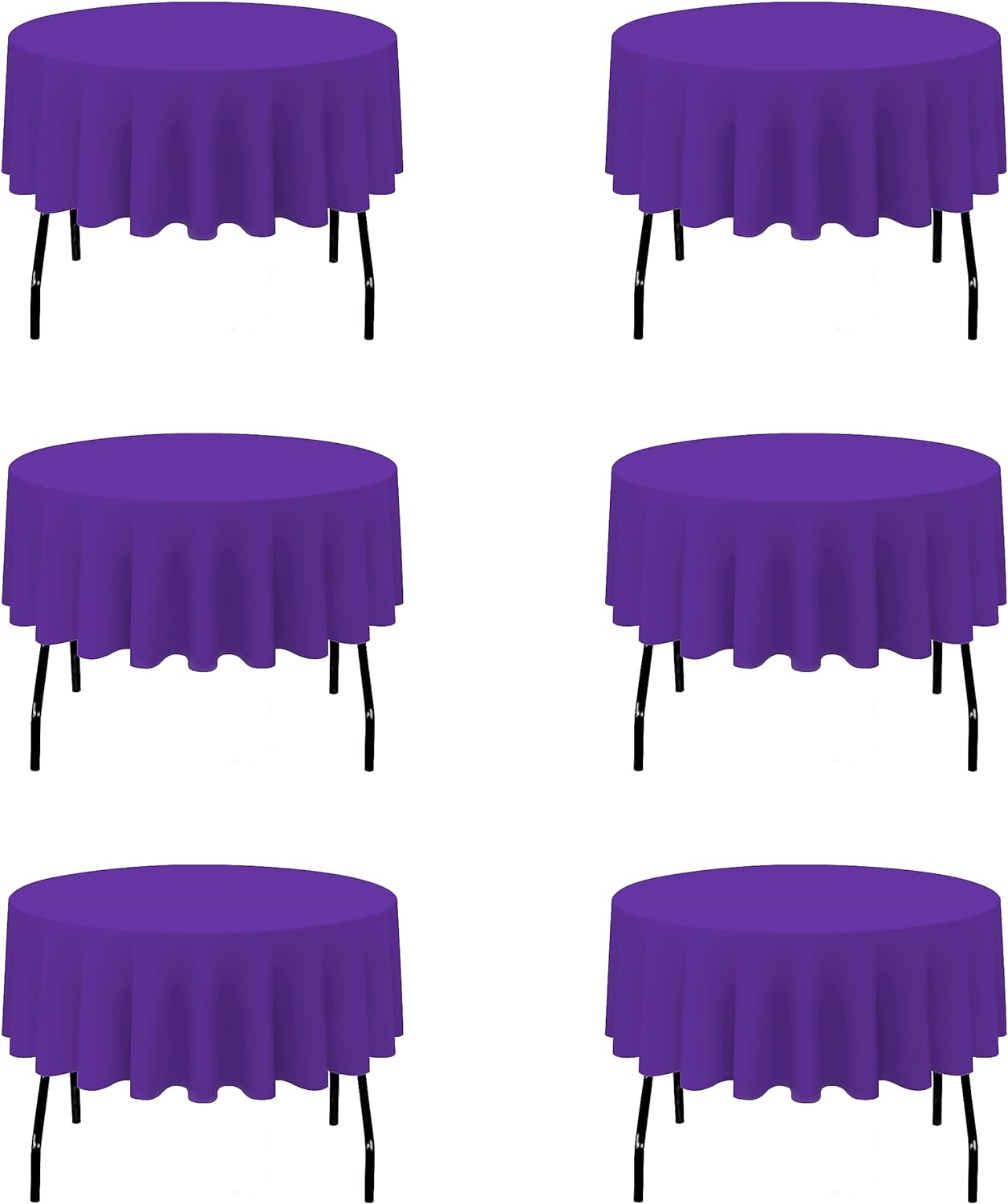 6 Pack Purple Round Tablecloths 70 Inch - Circle Bulk Linen Polyester Fabric Washable Table Clothes Cover for Wedding Reception Banquet Birthday Party Buffet Restaurant