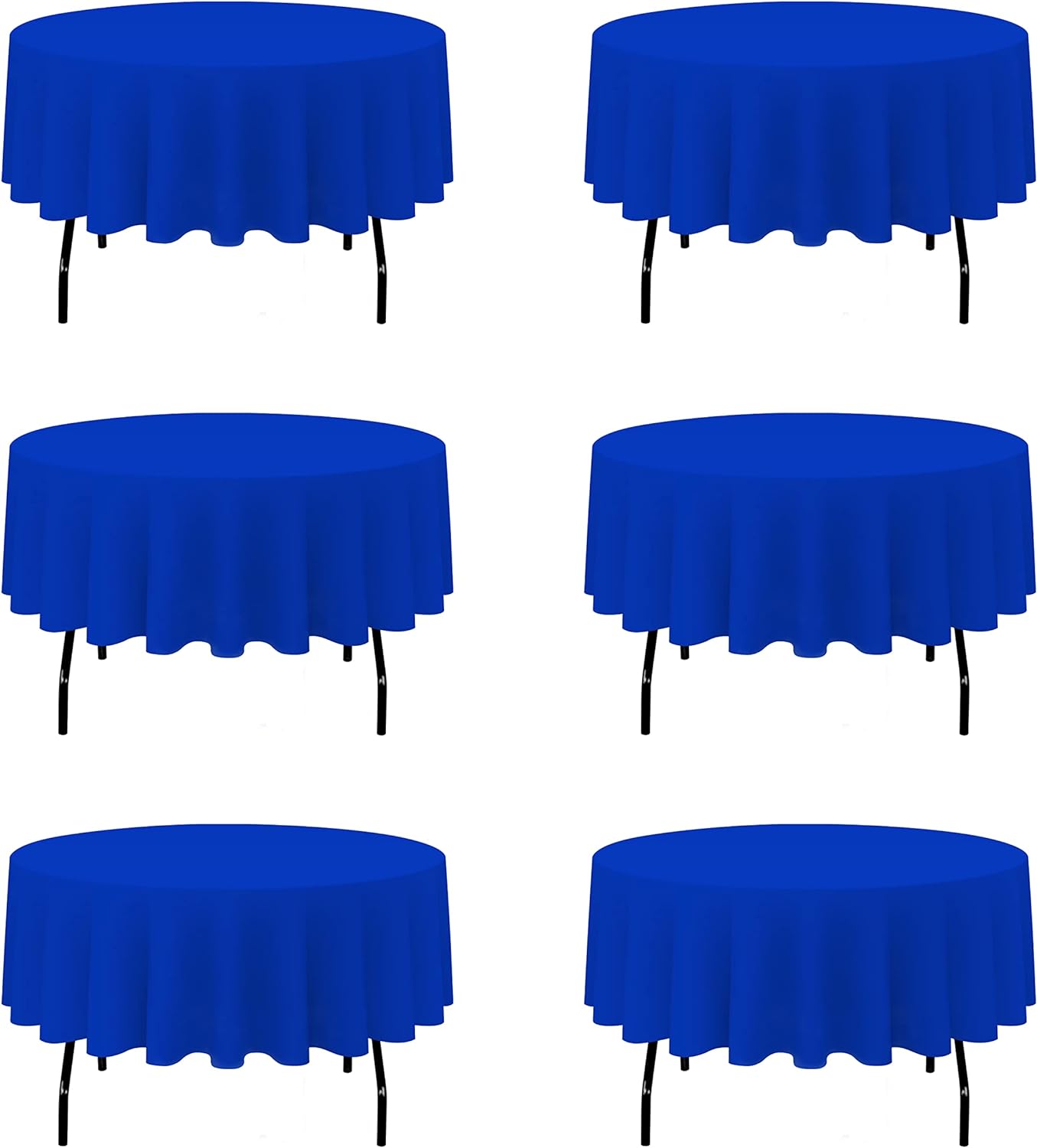 6 Pack Royal Blue Round Tablecloths 70 Inch - Circle Bulk Linen Polyester Fabric Washable Table Clothes Cover for Wedding Reception Banquet Birthday Party Buffet Restaurant