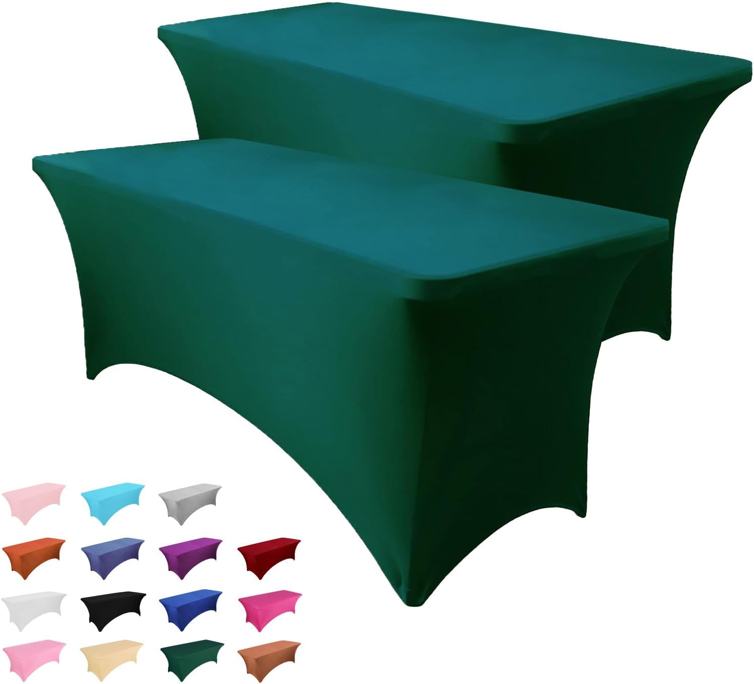 2 Pack 4FT Table Cloth for Rectangle Table Green Tablecloth Rectangular Fitted Stretch Spandex Table Covers 4 ft for Birthday, Cocktail, Wedding, Banquet Easter Party