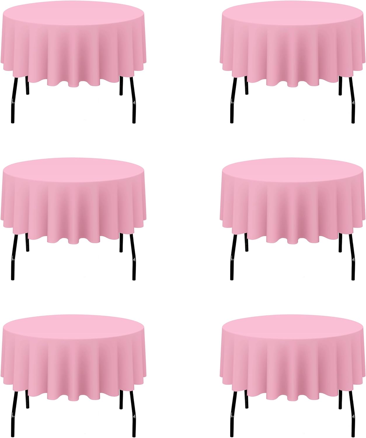 6 Pack Pink Round Tablecloths 70 Inch - Circle Bulk Linen Polyester Fabric Washable Table Clothes Cover for Wedding Reception Banquet Birthday Party Buffet Restaurant