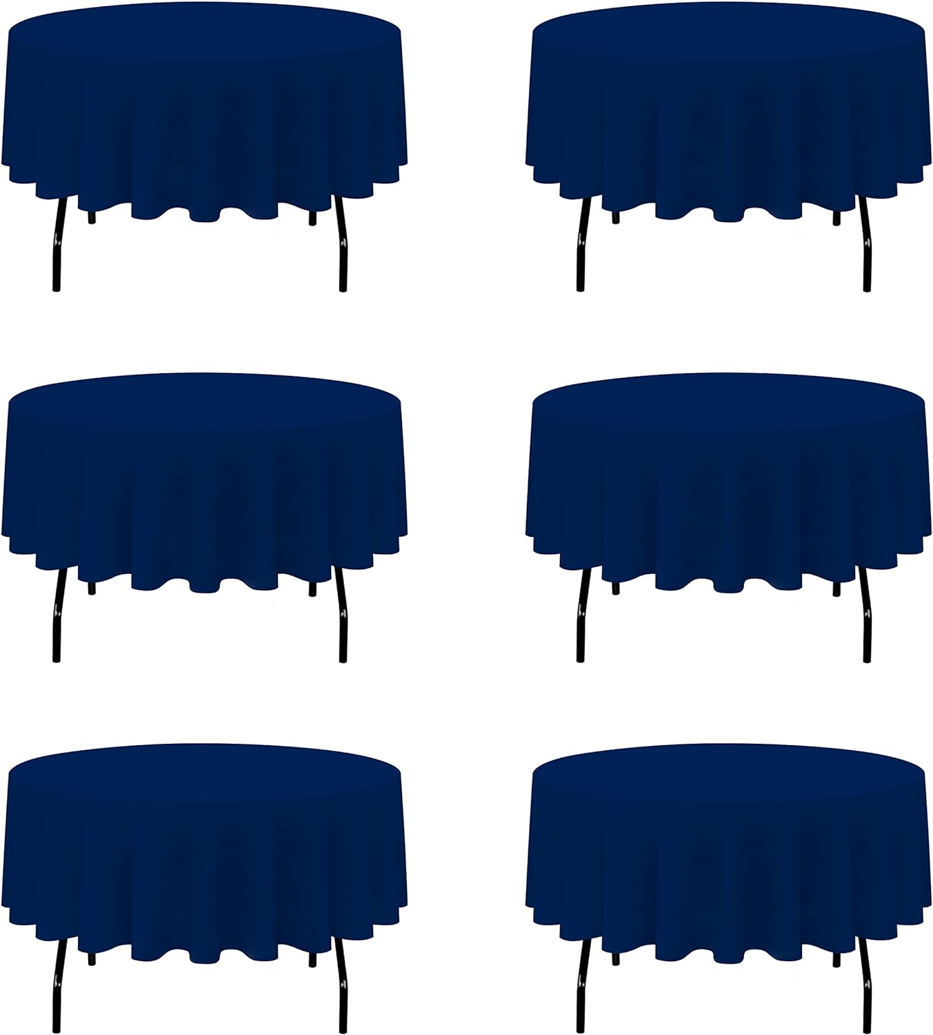 6 Pack Navy Blue Round Tablecloths 70 Inch - Circle Bulk Linen Polyester Fabric Washable Table Clothes Cover for Wedding Reception Banquet Birthday Party Buffet Restaurant