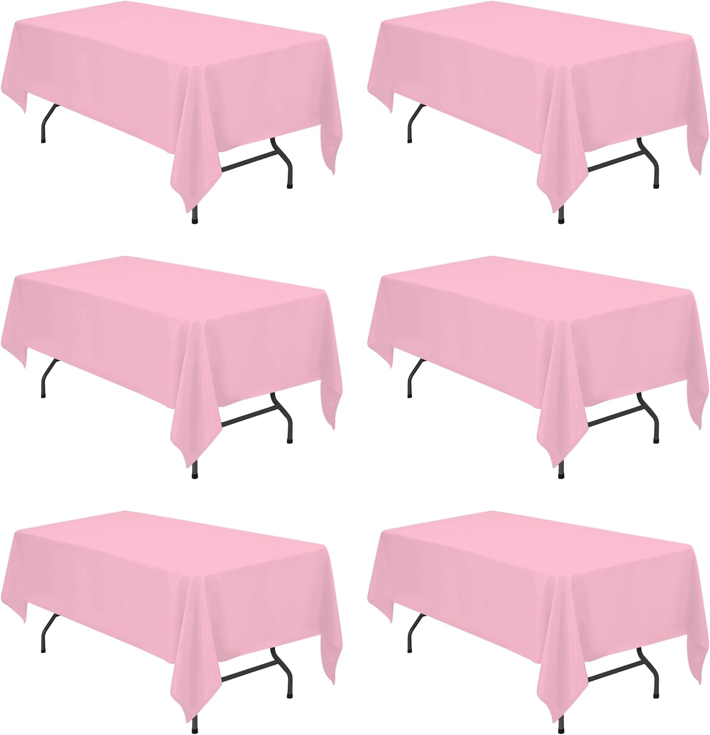 6 Pack Pink Tablecloths for 6 Foot Rectangle Tables 60 x 102 Inch - 6ft Rectangular Bulk Linen Polyester Fabric Washable Long Clothes for Wedding Reception Banquet Party Buffet Restaurant