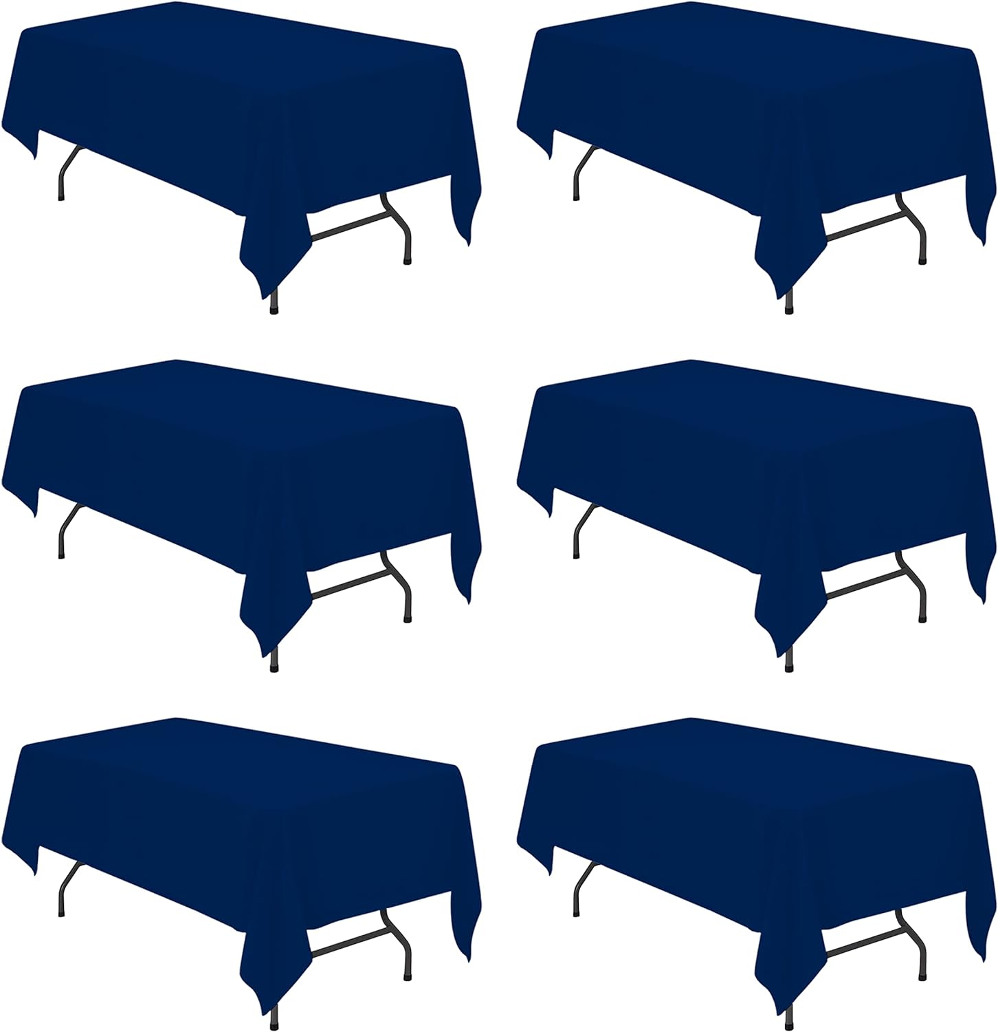 6 Pack Navy Blue Tablecloths for 6 Foot Rectangle Tables 60 x 102 Inch - 6ft Rectangular Bulk Linen Polyester Fabric Washable Long for Wedding Reception Banquet Party Buffet Restaurant