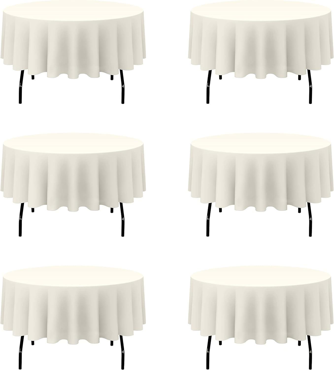 6 Pack Ivory Round Tablecloths 70 Inch - Circle Bulk Linen Polyester Fabric Washable Table Clothes Cover for Wedding Reception Banquet Birthday Party Buffet Restaurant