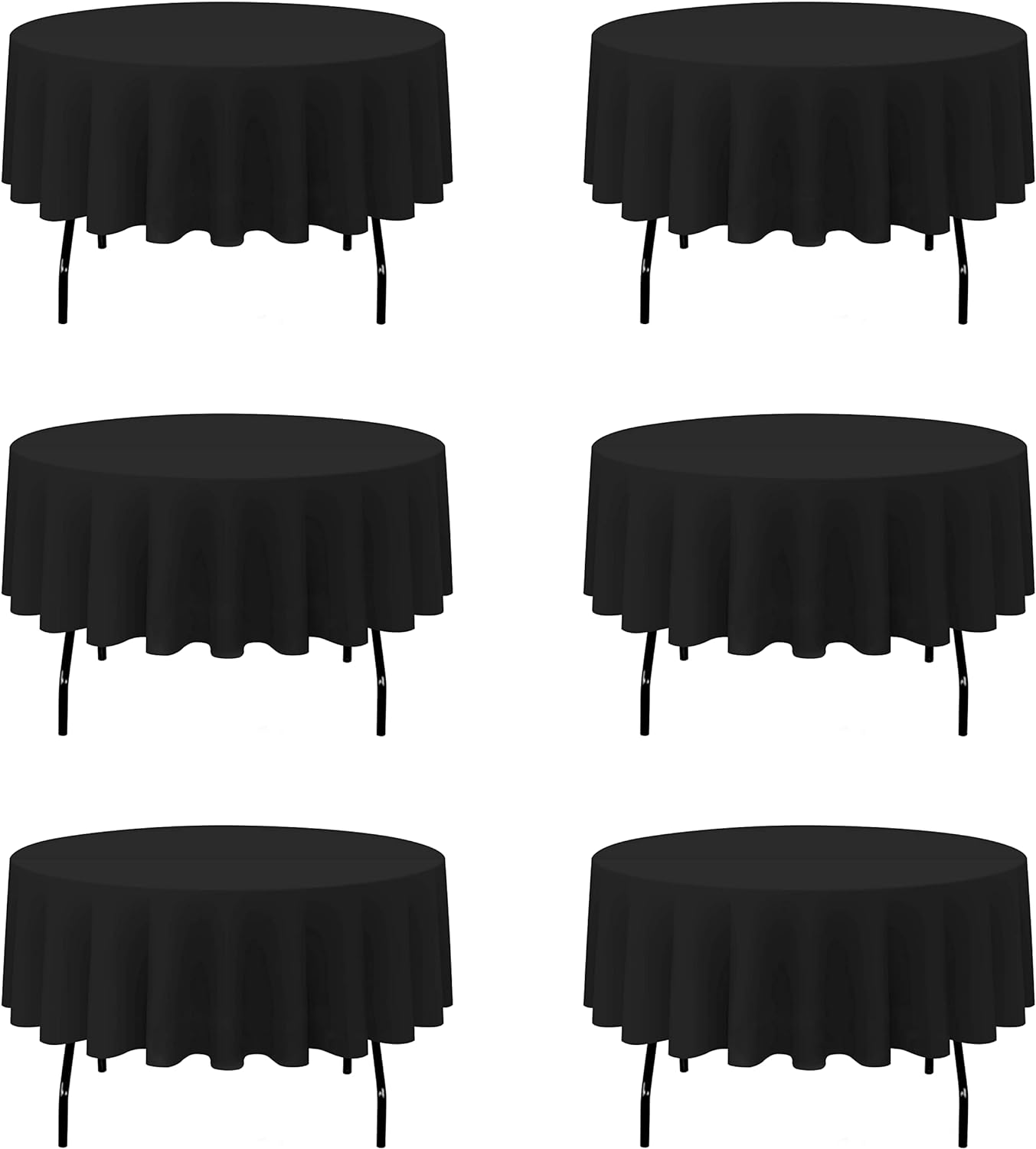 6 Pack Black Round Tablecloths 70 Inch - Circle Bulk Linen Polyester Fabric Washable Table Clothes Cover for Wedding Reception Banquet Birthday Party Buffet Restaurant