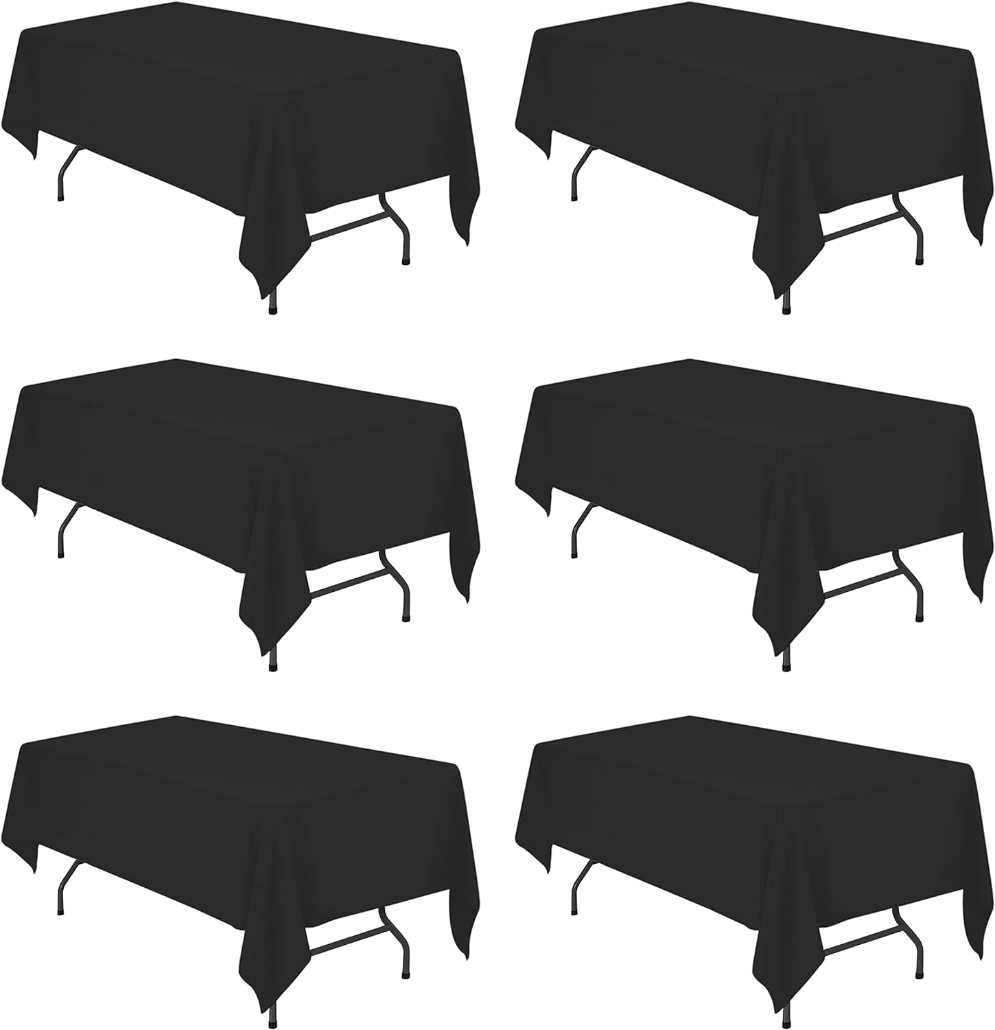 6 Pack Black Tablecloths for 6 Foot Rectangle Tables 60 x 102 Inch - 6ft Rectangular Bulk Linen Polyester Fabric Washable Long Clothes for Wedding Reception Banquet Party Buffet Restaurant