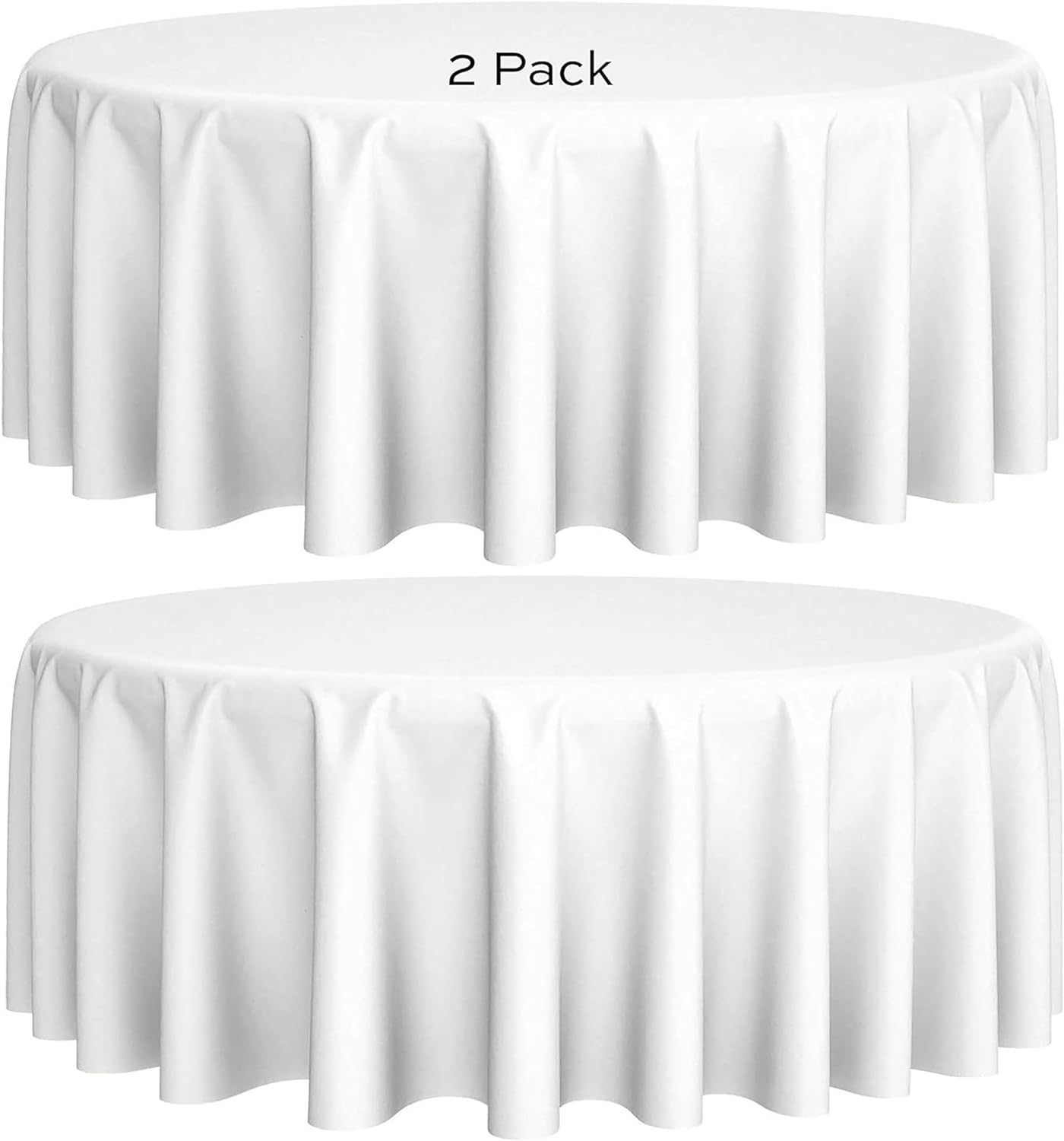 [2 Pack] 120 Round Premium Tablecloths for Wedding | Banquet | Restaurant | 200 GSM Washable Fabric Table Cloth | White