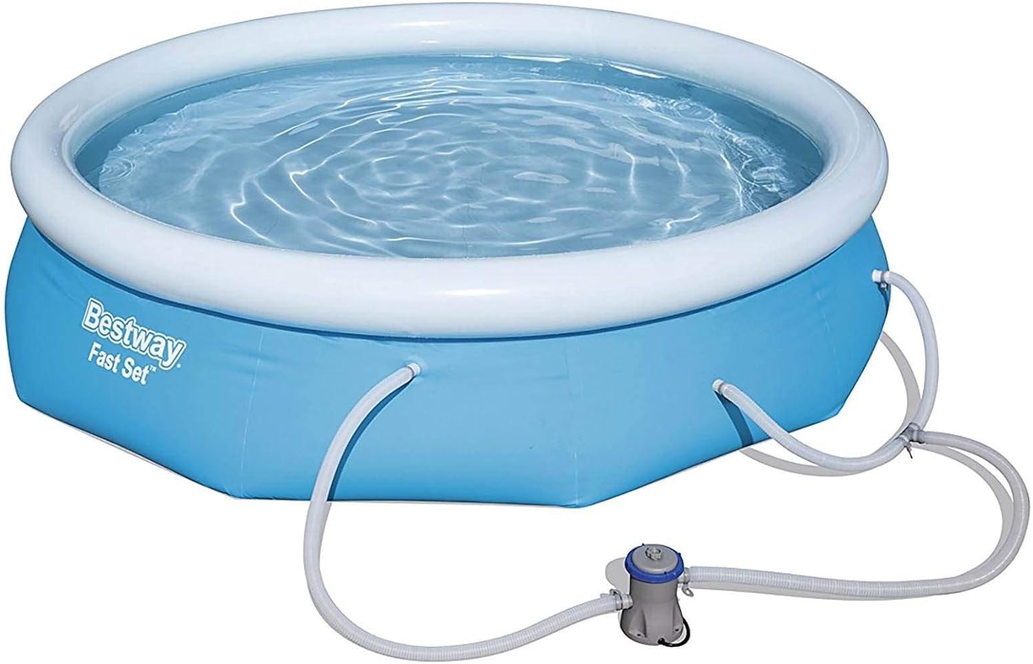 Bestway 57269E Fast Set Up 10ft x 30in Outdoor Round Inflatable Above Ground Swimming Pool Set with 330 GPH Filter Pump, Blue