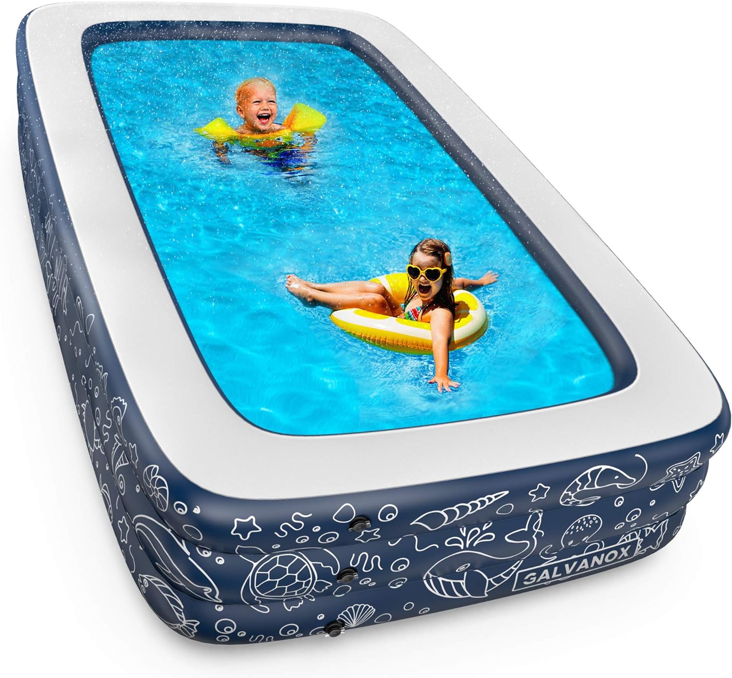 Galvanox Above Ground Pool (10x6Ft) Extra Large Swimming Pool for Family, Kids and Adults (Midnight Blue)