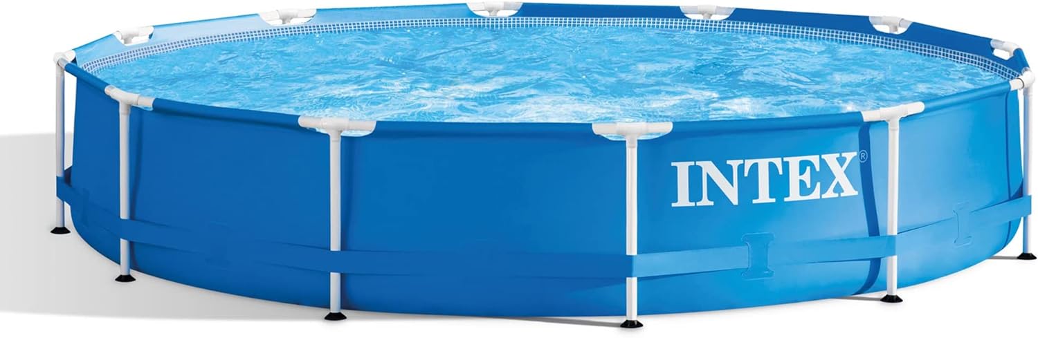 Intex 28211EH 12 Foot x 30 Inch Metal Frame Round 6 Person Outdoor Above Ground Swimming Pool Set with Filter Pump and Type A Filter Cartridge