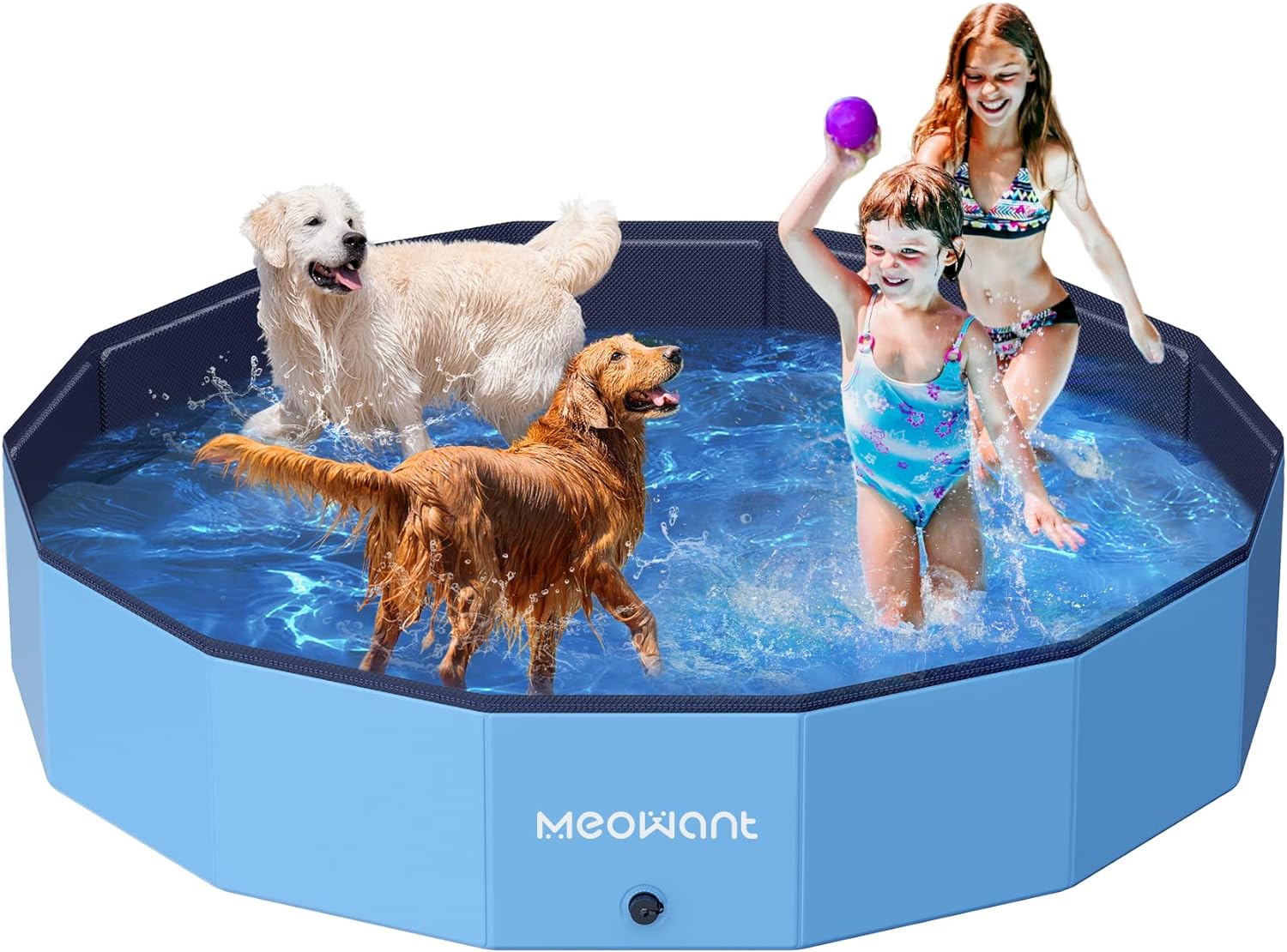 Meowant Foldable Dog Pools for Large Dogs, Hard Plastic Kiddie Pool Dog Swimming Pool, Collapsible Dog Pet Bath Pool, Portable Kids Pool for Extra Large Dogs (XXL-71''  12'')