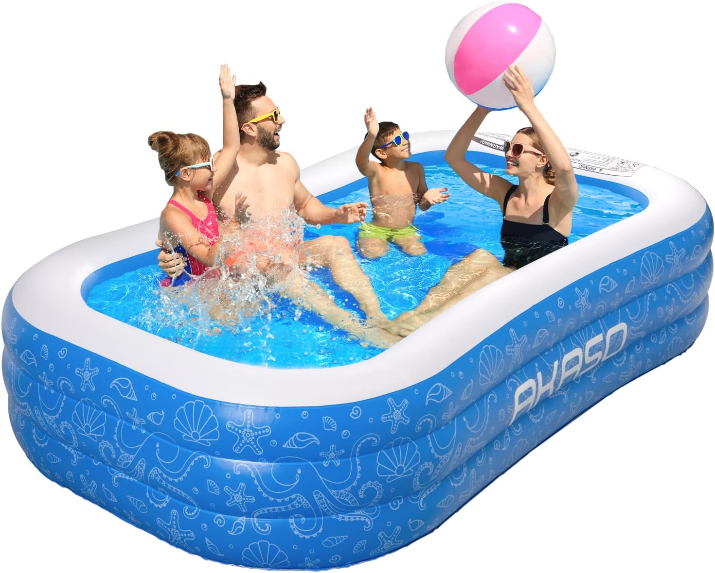 AKASO Inflatable Swimming Pool, 94.5 X 56 X 22 Kiddie Blow up Pool, Family Lounge Pool for Kids and Adults, Toddlers, Outdoor, Garden, Backyard