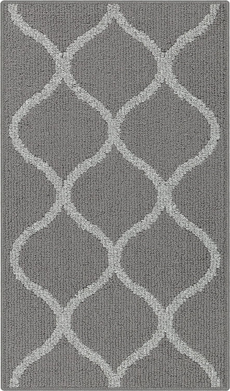 Maples Rugs Rebecca Contemporary Kitchen Rugs Non Skid Accent Area Carpet [Made in USA], 1'8 x 2'10, True Grey