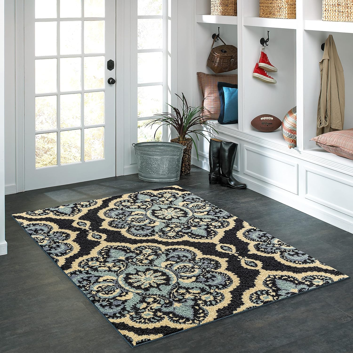 Maples Rugs Vivian Medallion Area Rugs for Living Room & Bedroom [Made in USA], 3'4 x 5, Persian Blue