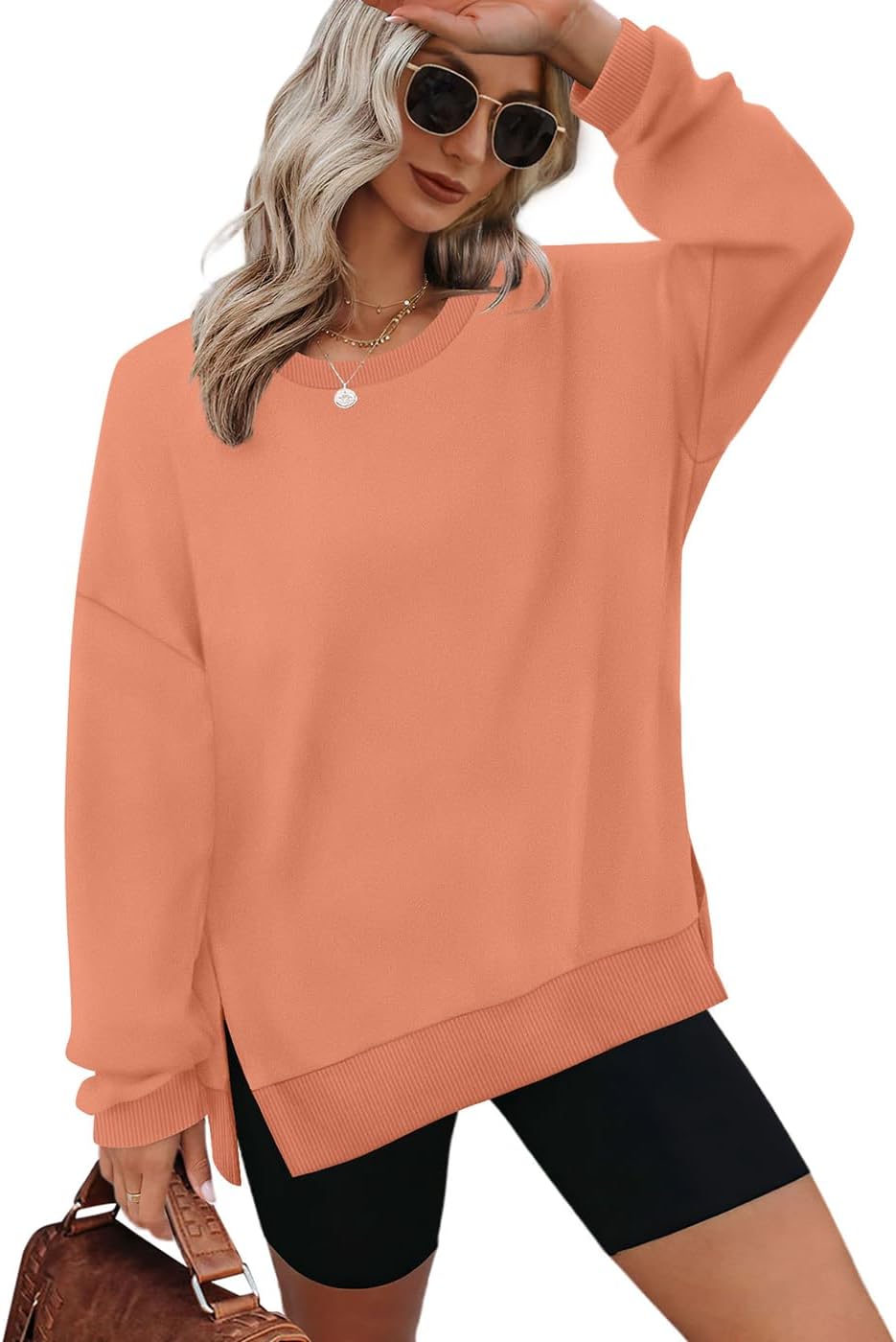 XIEERDUO Womens Oversized Sweatshirts Pullover Casual Crewneck Long Sleeve Tops Comfy