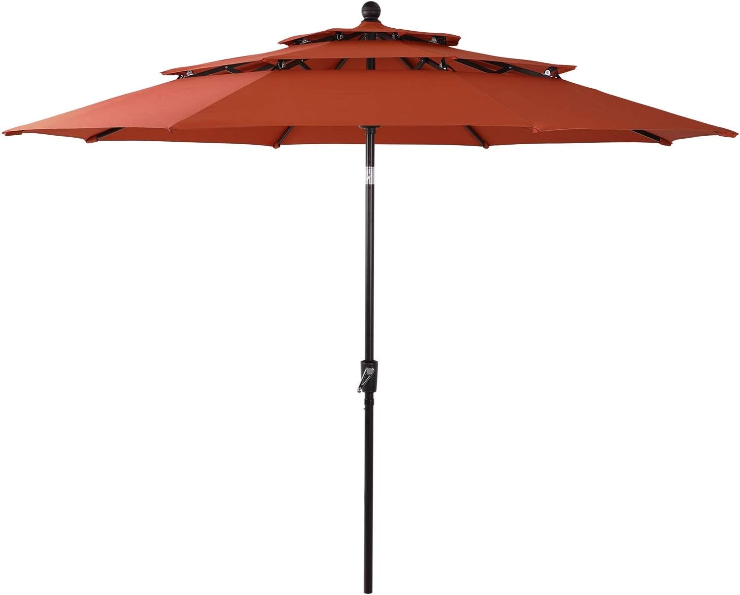PHI VILLA 10ft 3 Tier Patio Umbrella, Outdoor Market Table Sun Shade Umbrellas for Backyard Deck Poolside, Auto-tilt