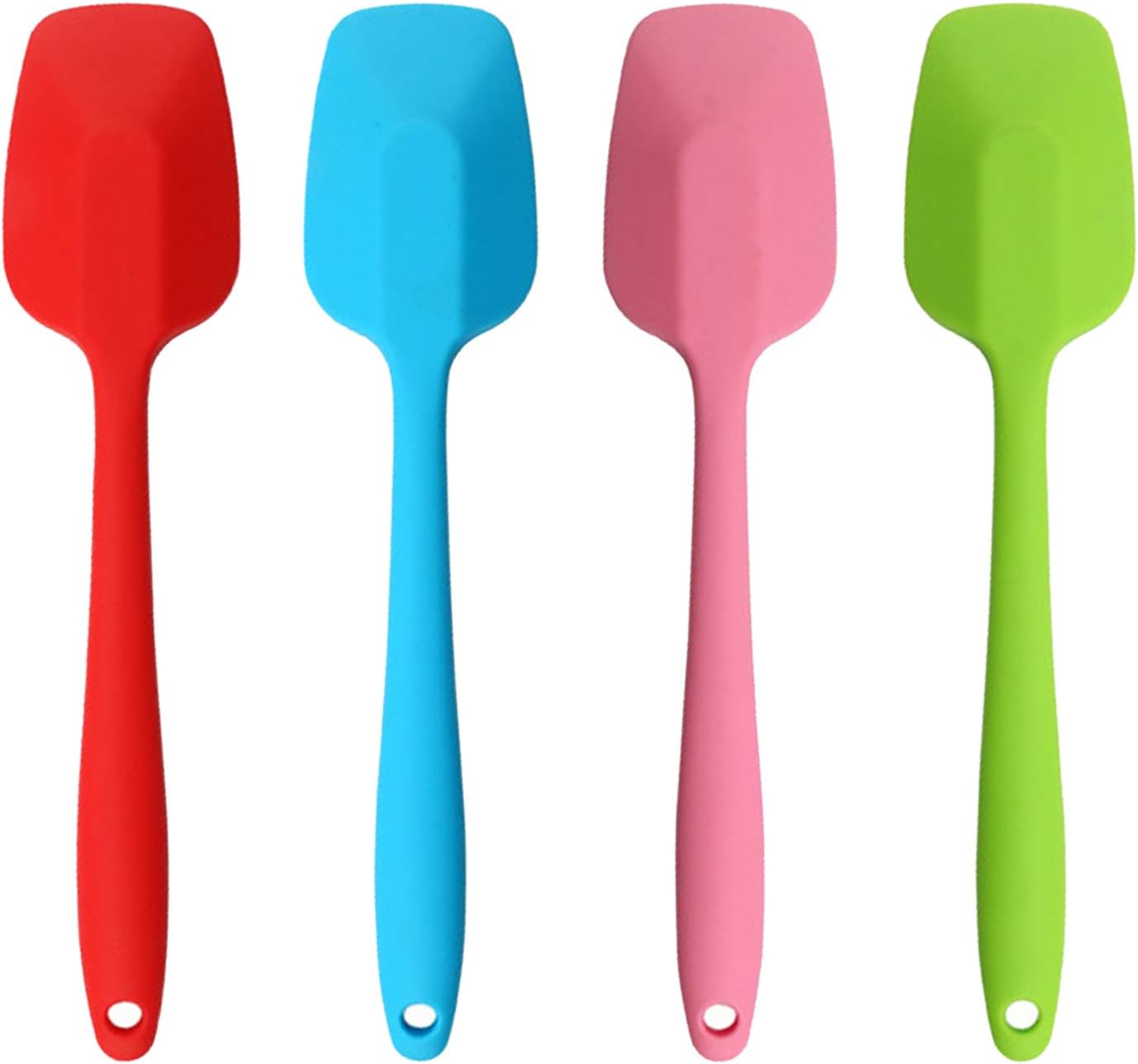 Silicone Spatulas, 10.6 inch Rubber Spoon Spatula Heat Resistant One Piece Design Seamless Non-Stick Spoonulas Flexible Scrapers Baking Mixing Tool (4 Pcs)