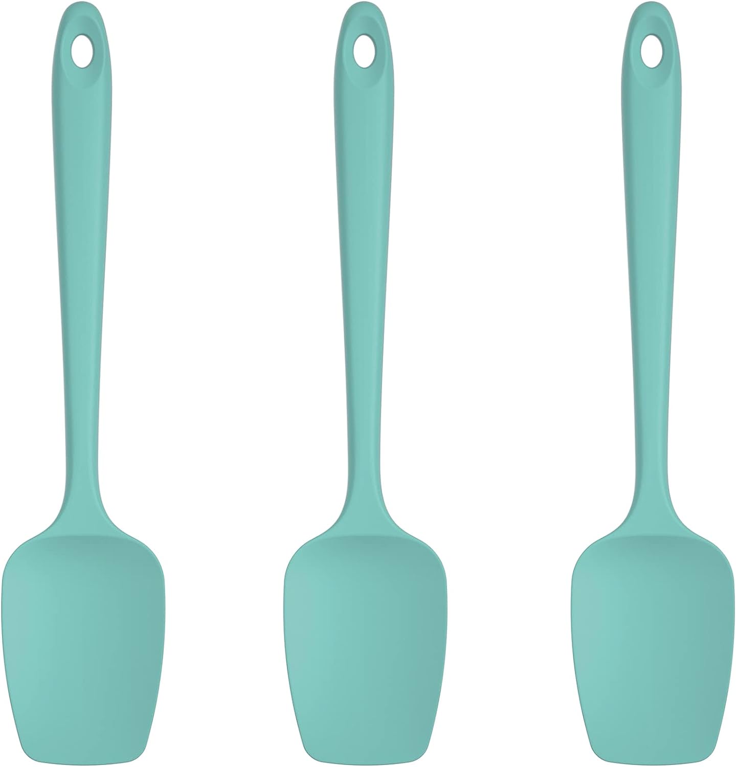 U-Taste Silicone Spoon Spatula Set, 600F High Heat Resistant BPA-Free Flexible Rubber Scraper, Cooking Mixing Baking Kitchen Utensils Set of 3 (Aqua Sky)