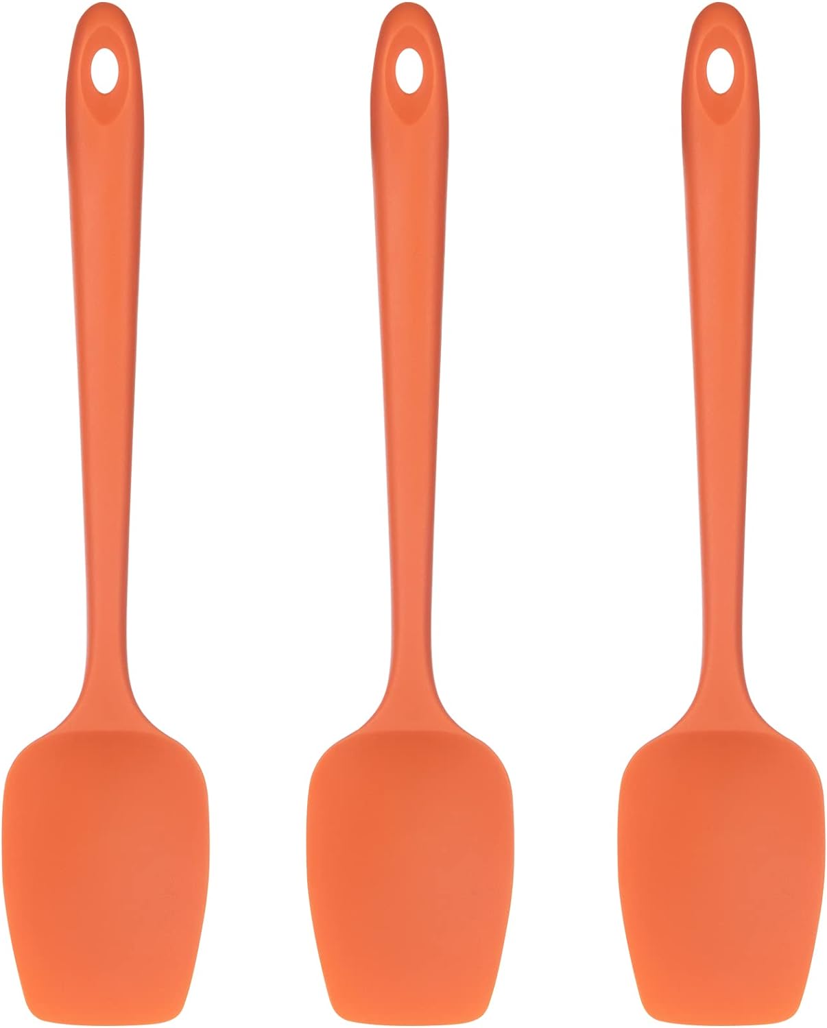 U-Taste Silicone Spoon Spatula Set, 600F High Heat Resistant BPA-Free Flexible Rubber Scraper, One-Piece Cooking Mixing Baking Kitchen Utensils Set of 3 for Nonstick Cookware (Orange)