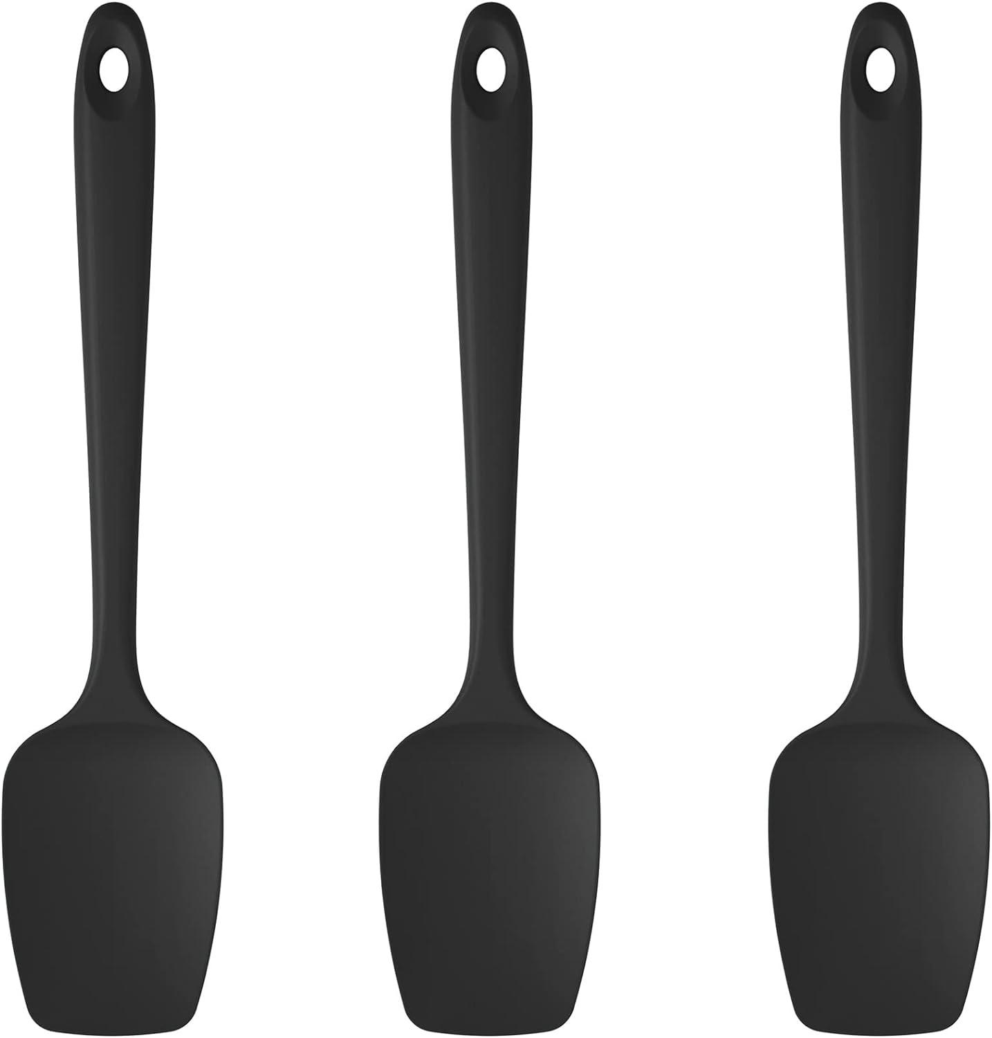 U-Taste Silicone Spoon Spatula Set, 600F High Heat Resistant BPA-Free Flexible Rubber Scraper, Cooking Mixing Baking Kitchen Utensils Set of 3 (Black)