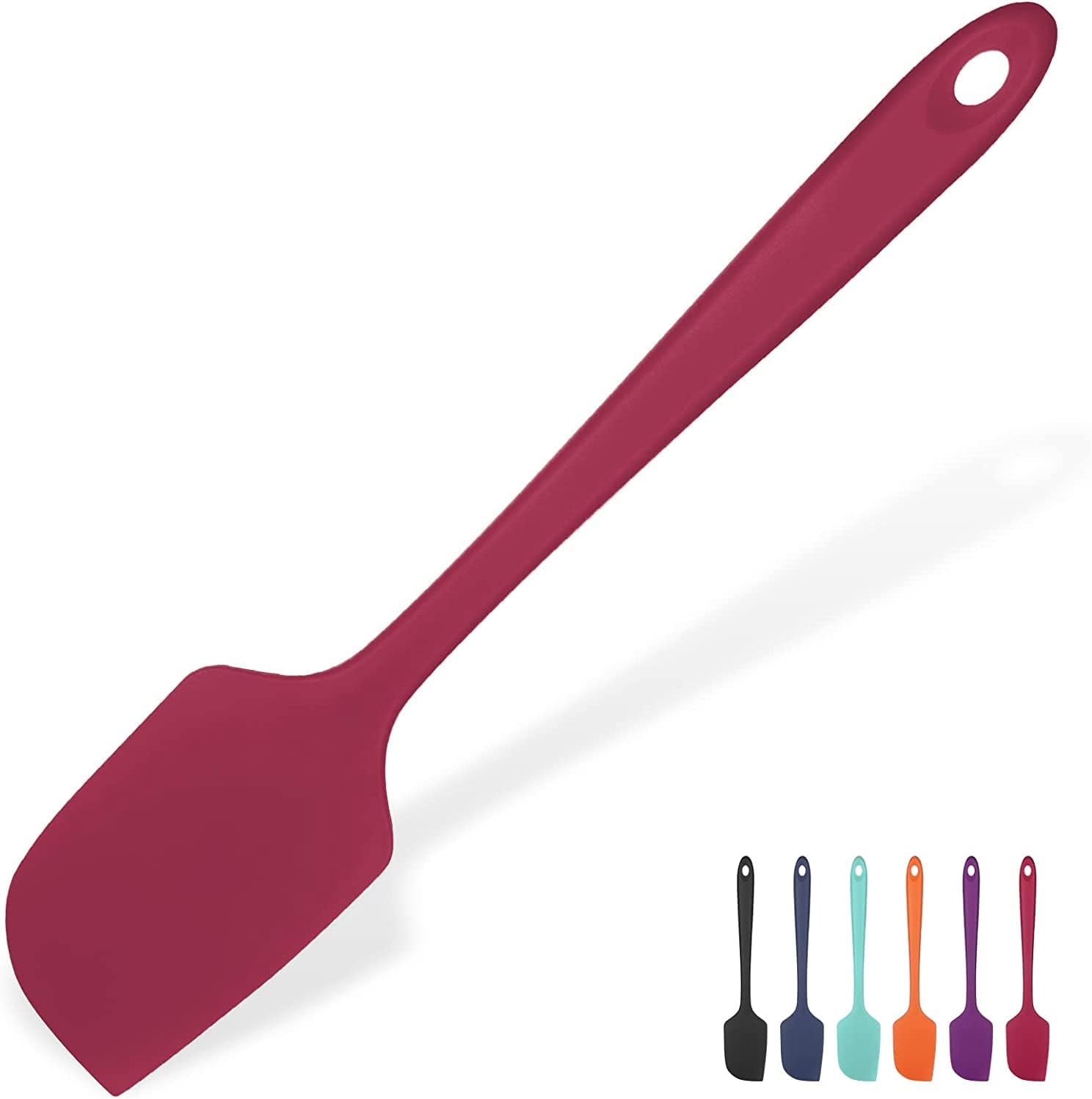 Heat Resistant Silicone Large Spatula: U-Taste 600F High Heat Flexible 11.38in Silicon Mixing Stirring Cooking Scraping Baking Bowl Scraper Seamless Spreader for Kitchen Nonstick Cookware (Red)