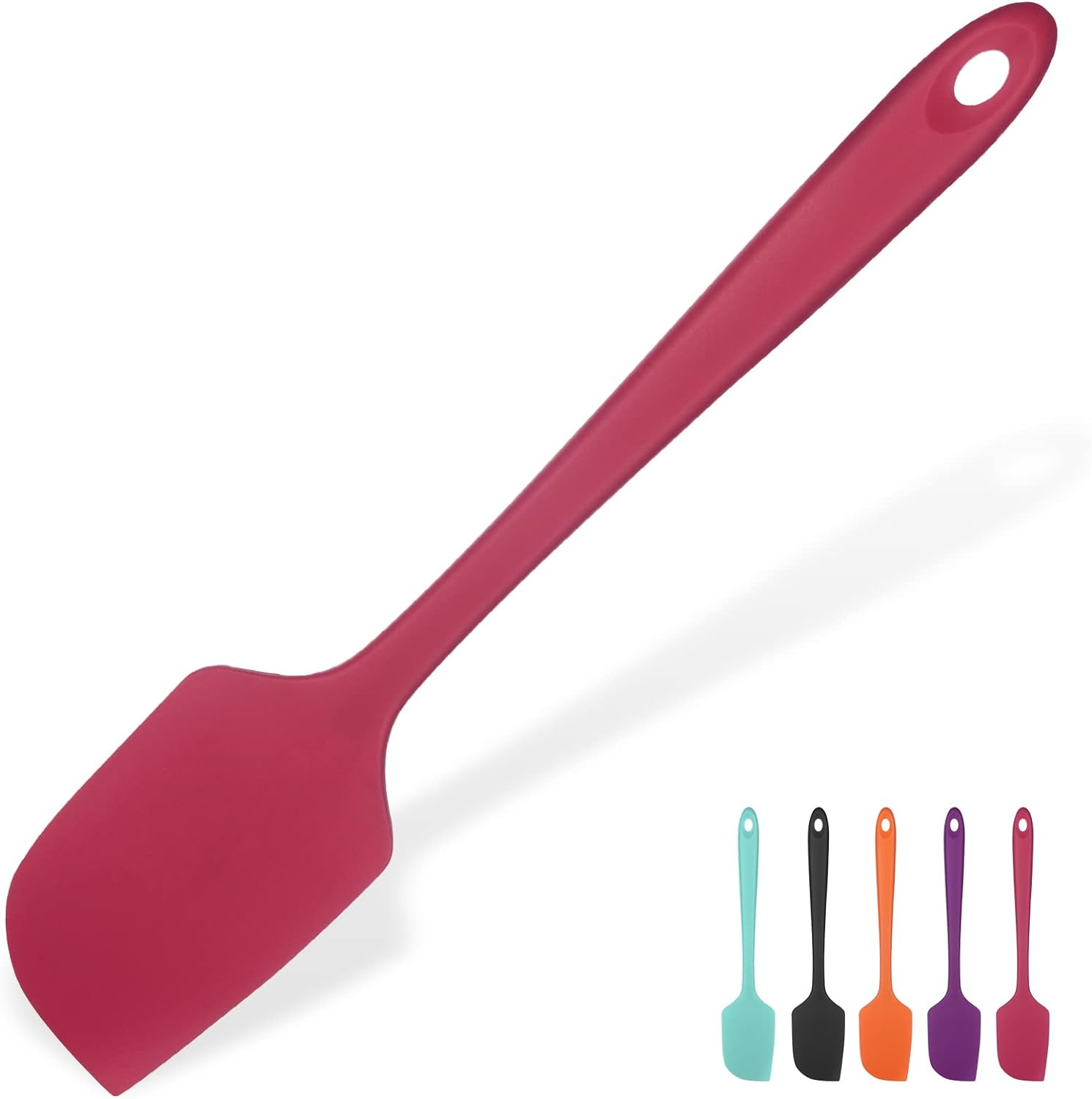 14in Extra Large Silicone Spatula: U-Taste 600F Heat Resistant Flexible Silicon Mixing Stirring Cooking Scraping Baking Bowl Scraper Seamless Spreader for Kitchen Nonstick Cookware (Red)