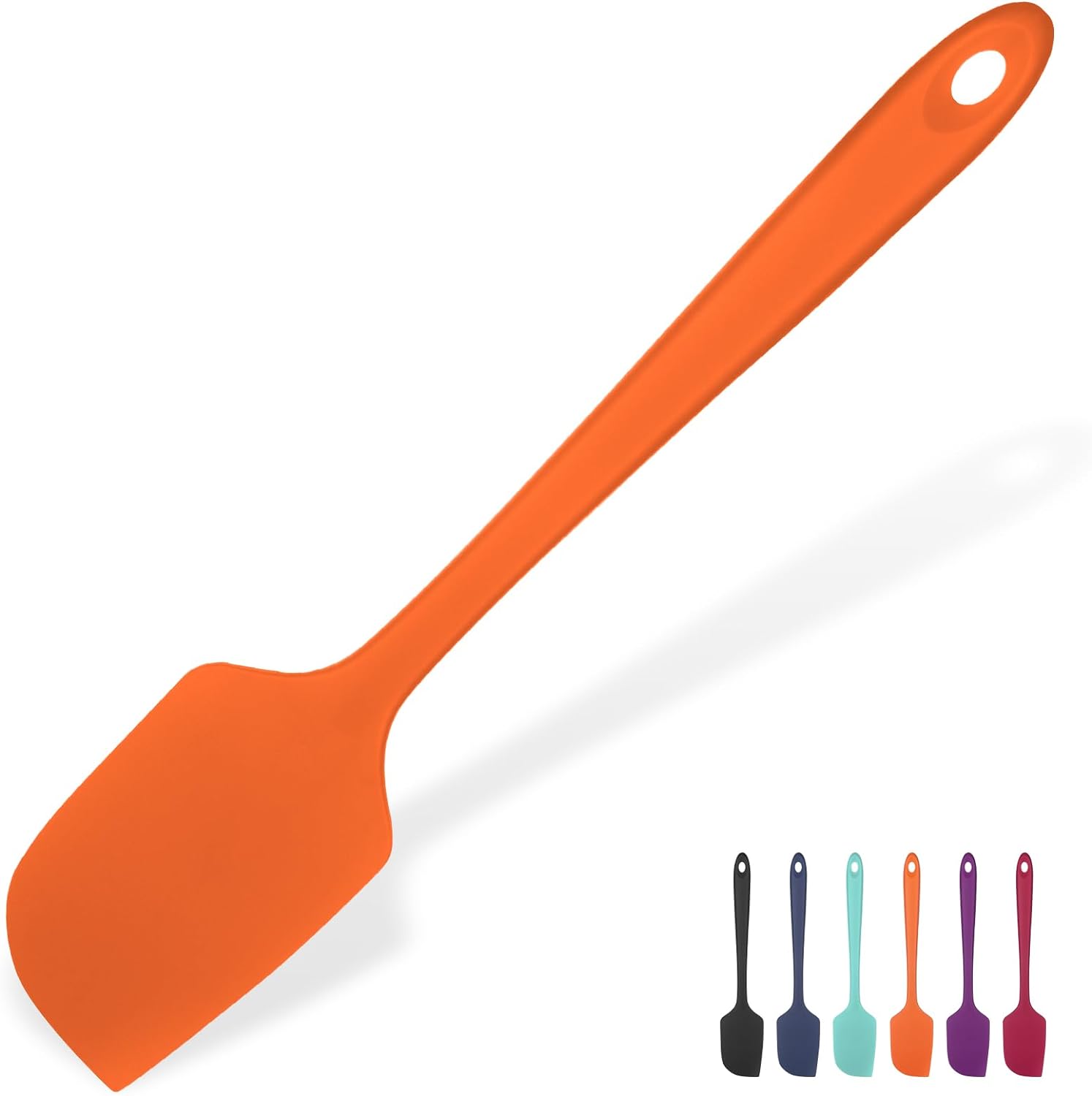 Heat Resistant Silicone Large Spatula: U-Taste 600F High Heat Flexible 11.38in Silicon Mixing Stirring Cooking Scraping Baking Bowl Scraper Seamless Spreader for Kitchen Nonstick Cookware (Orange)