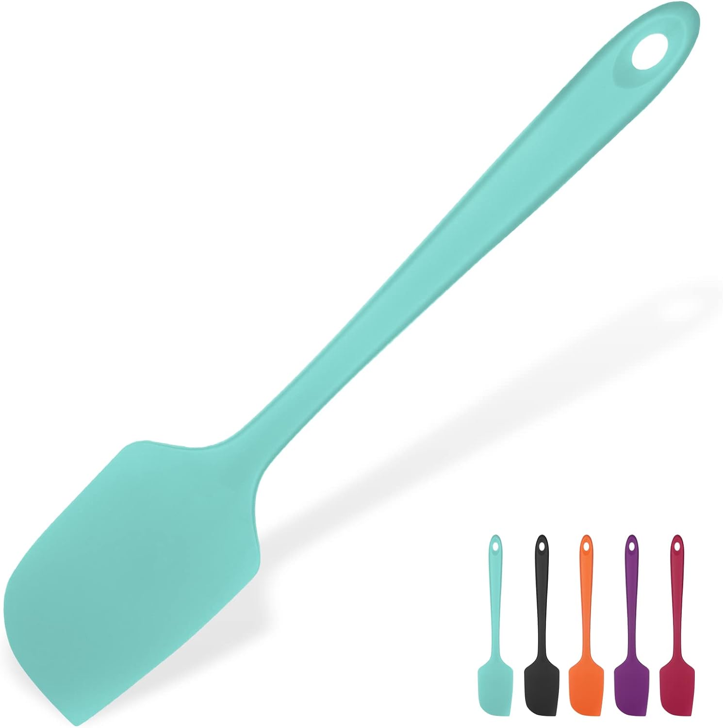 14in Extra Large Silicone Spatula: U-Taste 600F Heat Resistant Flexible Silicon Mixing Stirring Cooking Scraping Baking Bowl Scraper Seamless Spreader for Kitchen Nonstick Cookware (Aqua Sky)