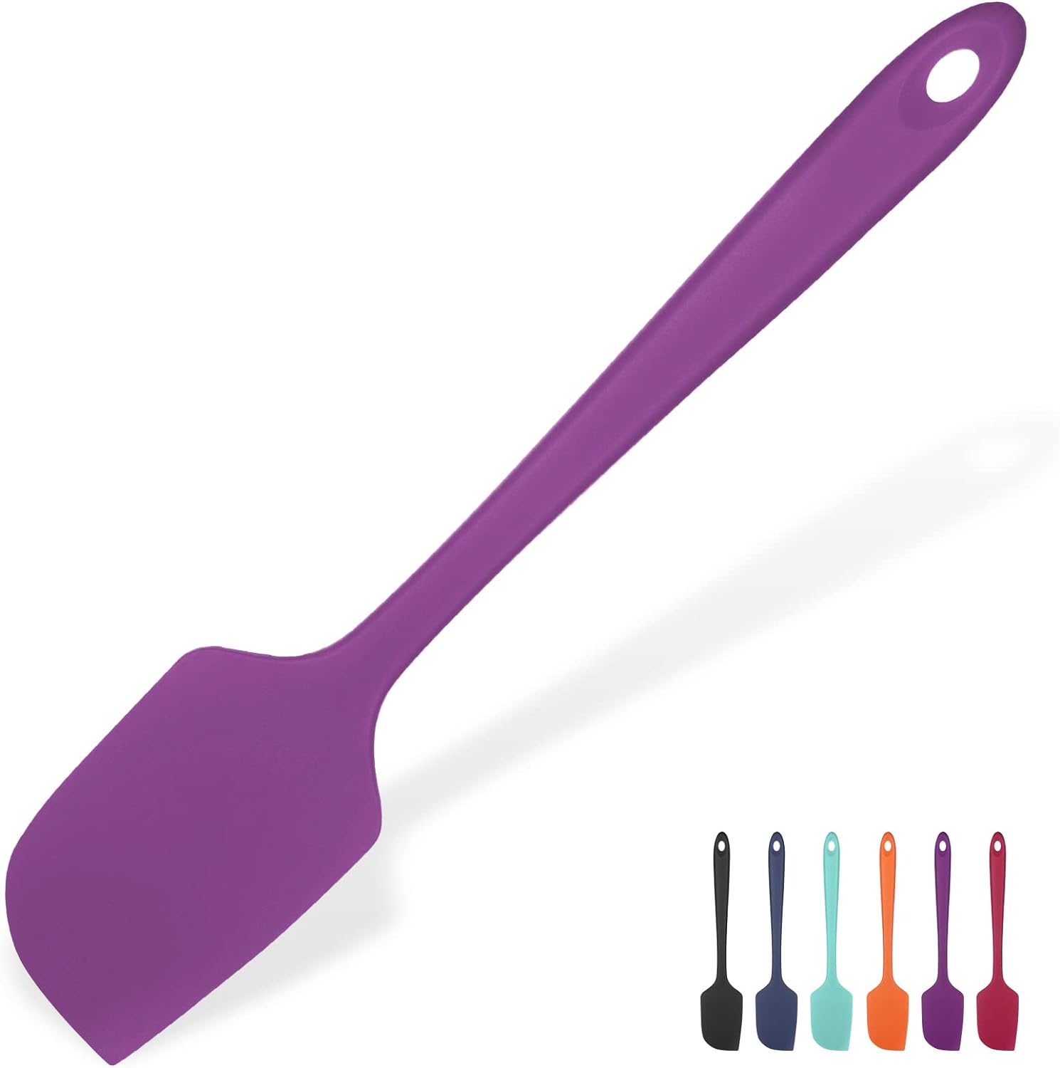 Heat Resistant Silicone Large Spatula: U-Taste 600F High Heat Flexible 11.38in Silicon Mixing Stirring Cooking Scraping Baking Bowl Scraper Seamless Spreader for Kitchen Nonstick Cookware (Purple)