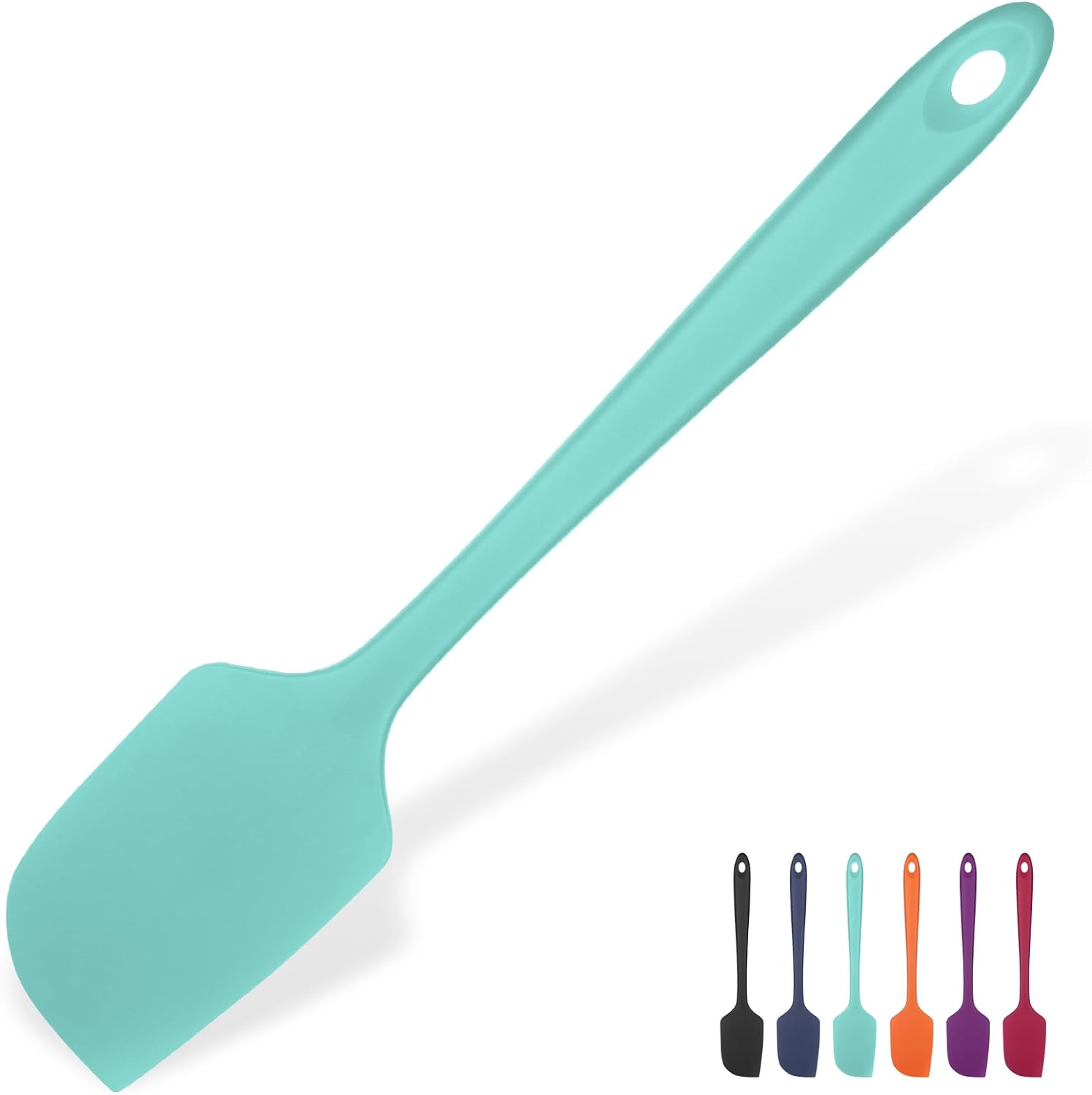 Heat Resistant Silicone Large Spatula: U-Taste 600F High Heat Flexible 11.38in Silicon Mixing Stirring Cooking Scraping Baking Bowl Scraper Seamless Spreader for Kitchen Nonstick Cookware (Aqua Sky)