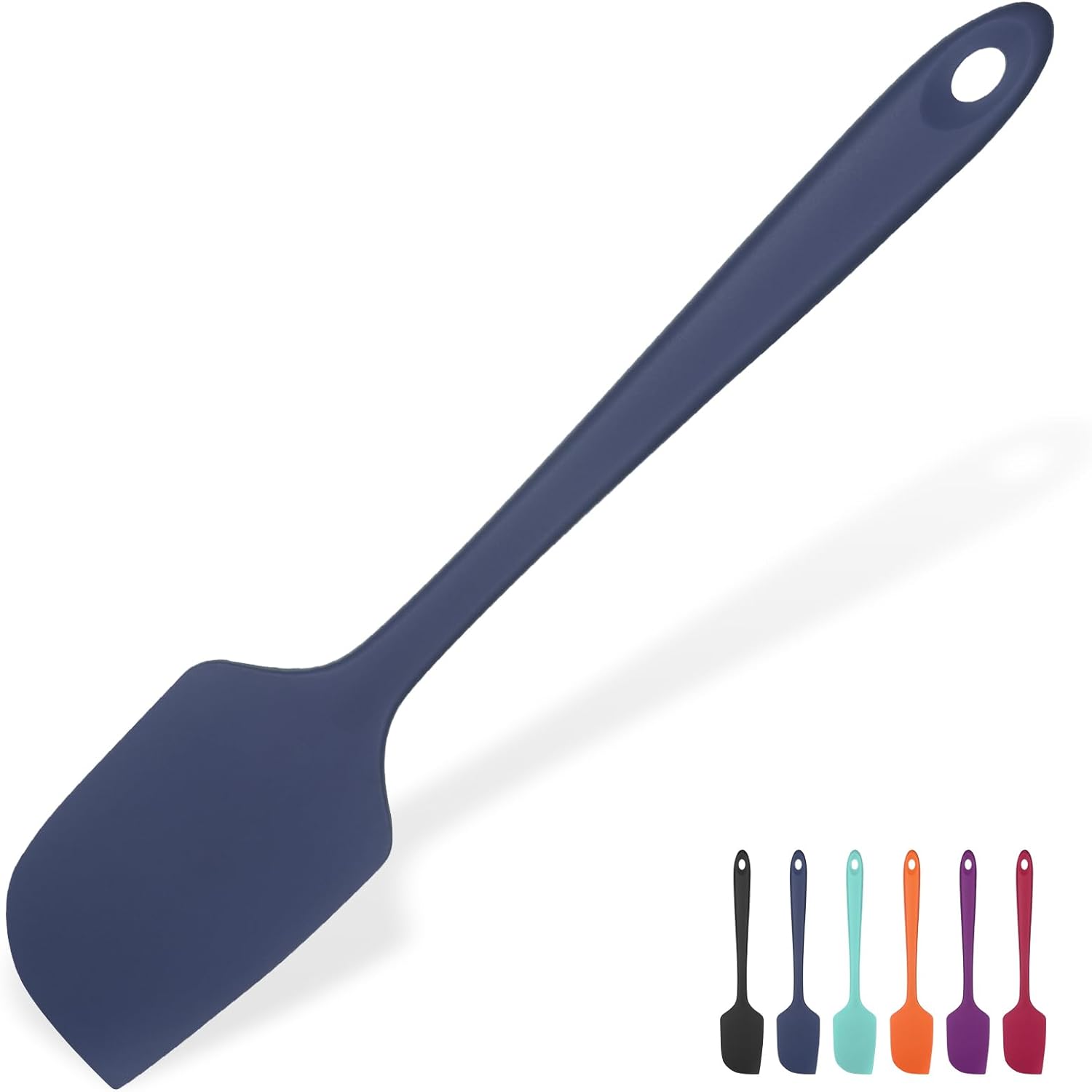 Heat Resistant Silicone Large Spatula: U-Taste 600F High Heat Flexible 11.38in Silicon Mixing Stirring Cooking Scraping Baking Bowl Scraper Seamless Spreader for Nonstick Cookware (Midnight Blue)