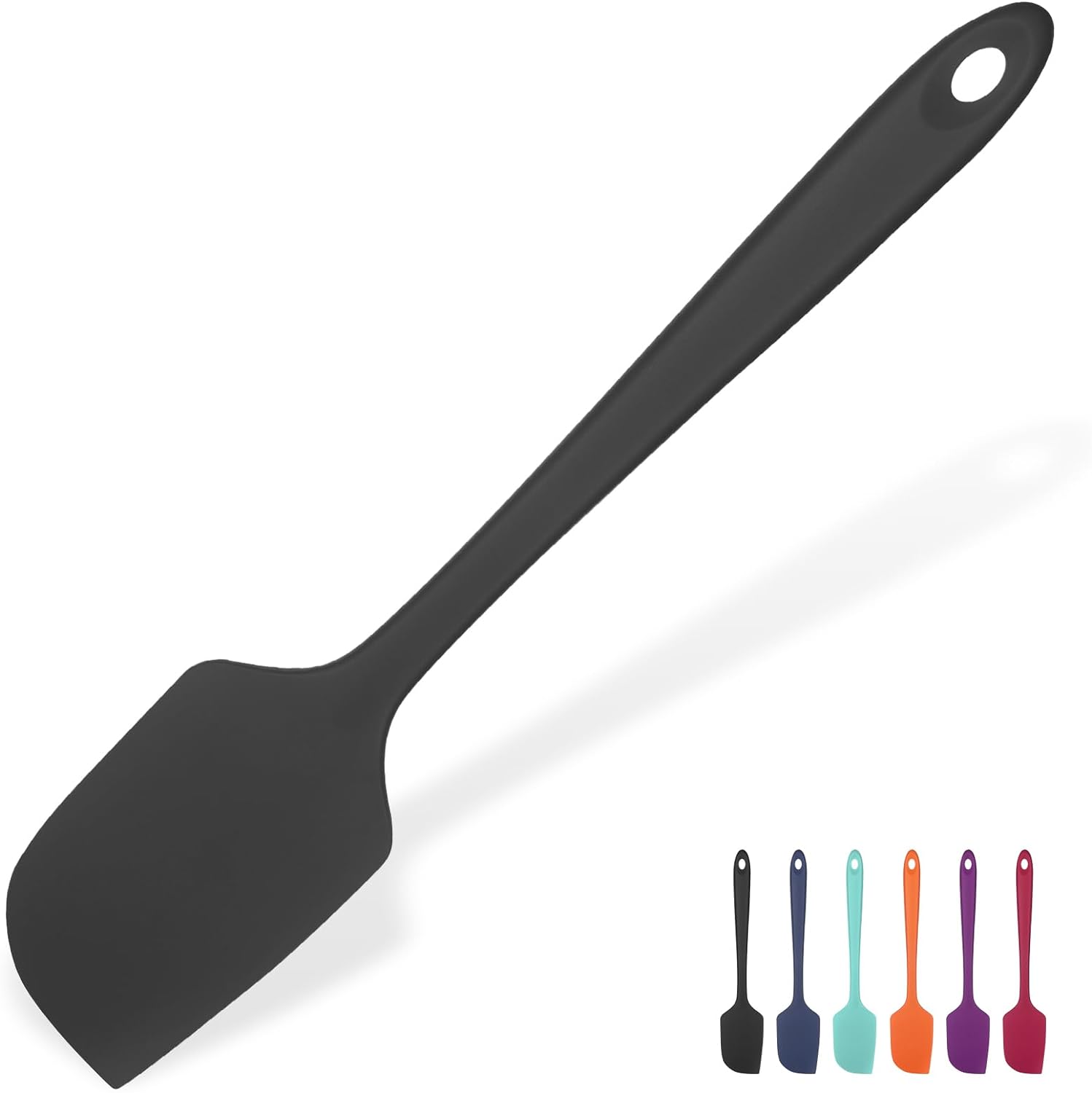 Heat Resistant Silicone Large Spatula: U-Taste 600F High Heat Flexible 11.38in Silicon Mixing Stirring Cooking Scraping Baking Bowl Scraper Seamless Spreader for Kitchen Nonstick Cookware (Black)