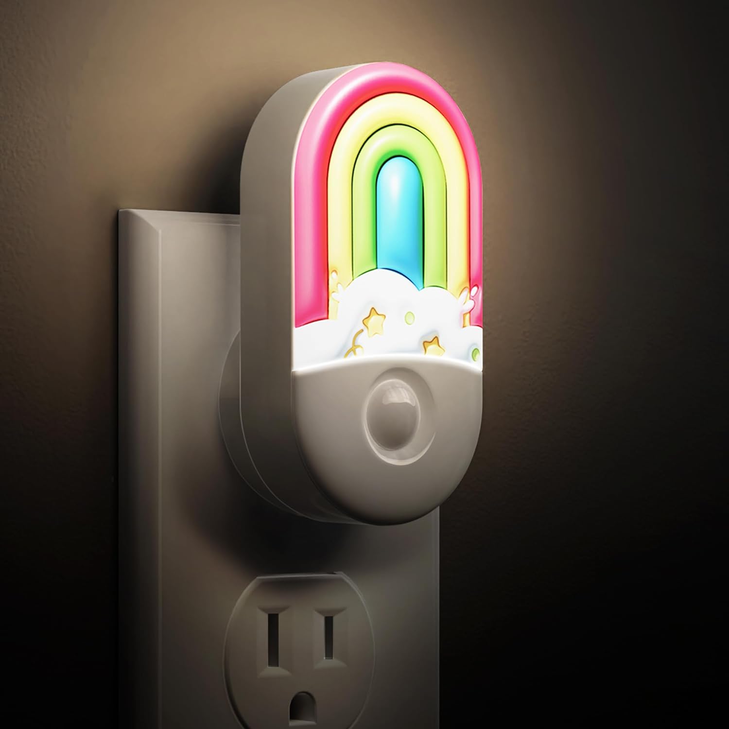 Rainbow Night Lights Plug into Wall, LOHAS[2 Pack] Kids Night Light, 0.6W LED Dusk to Dawn Sensor Cute Nursery Gift, Natural White 4000K,30/60LM Nightlight Decor for Baby Children Girl Toddler