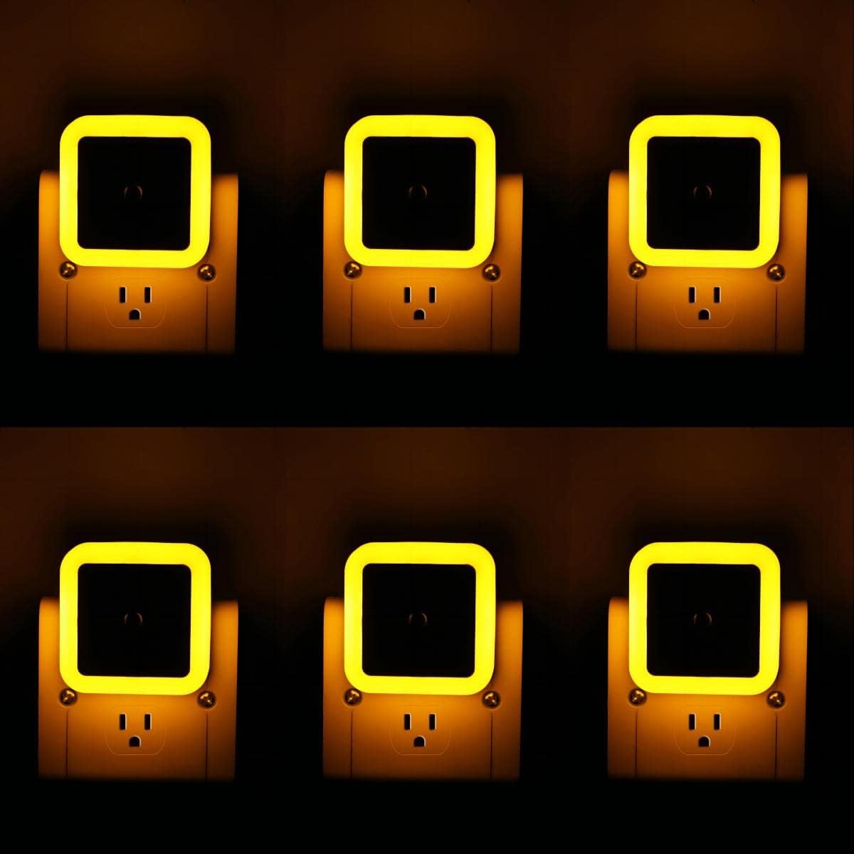 6 Pack Night Light, LED Night Lights Plug into Wall with Dusk to Dawn sensors, Plug in Night Lights for Kids Room, Bedroom, Bathroom, Baby Nursery,Stair Lights, Hallway Light, Amber Color