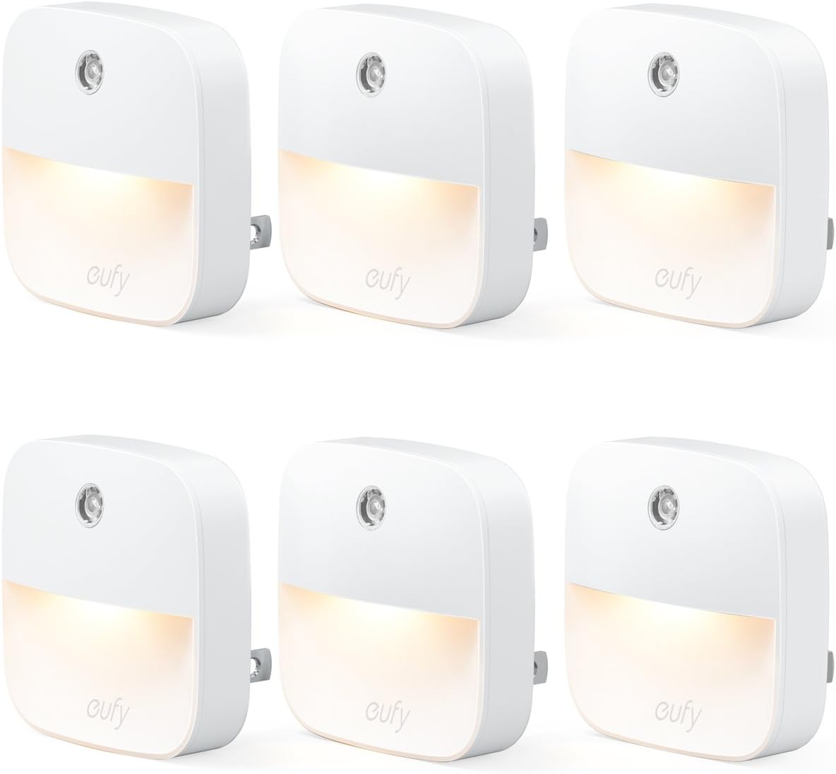 eufy by Anker, Plug-in Night Light, Warm White LED, Dusk-to-Dawn Sensor, Bedroom, Bathroom, Kitchen, Hallway, Stairs, Energy Efficient, Compact, Light 6-Pack