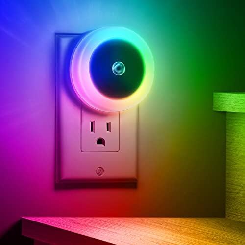 Night Light for Kids, Dynamic RGB Night Lights Color Changing, Nightlight with Light Sensors, Kids Night Lights for Bedroom, Plug in Night Light for Boys, Girl Night Light, 2 Pack